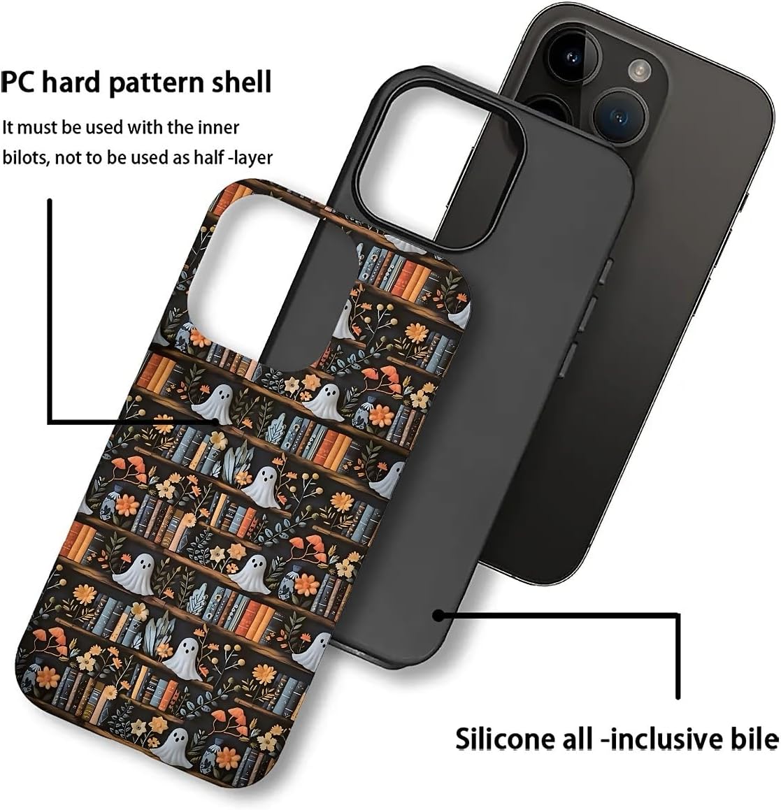 Akinmi 16 16 Case for iPhone Pro Max,Skull On The Bookshelf Exquisitely Pattern Double Protective Phone Cover Cases