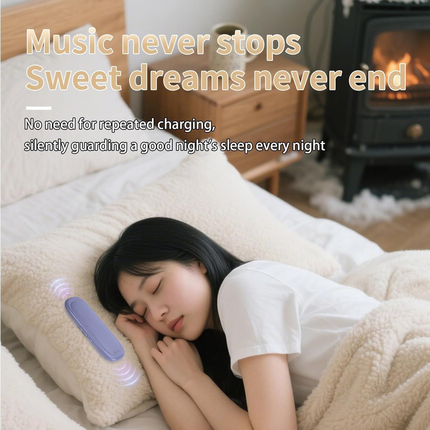 VBESTLIFE Pillow Speaker for Sleeping, Mini Bone Conduction Bluetooth Under Pillow Speaker, Sleep Timer, for Side