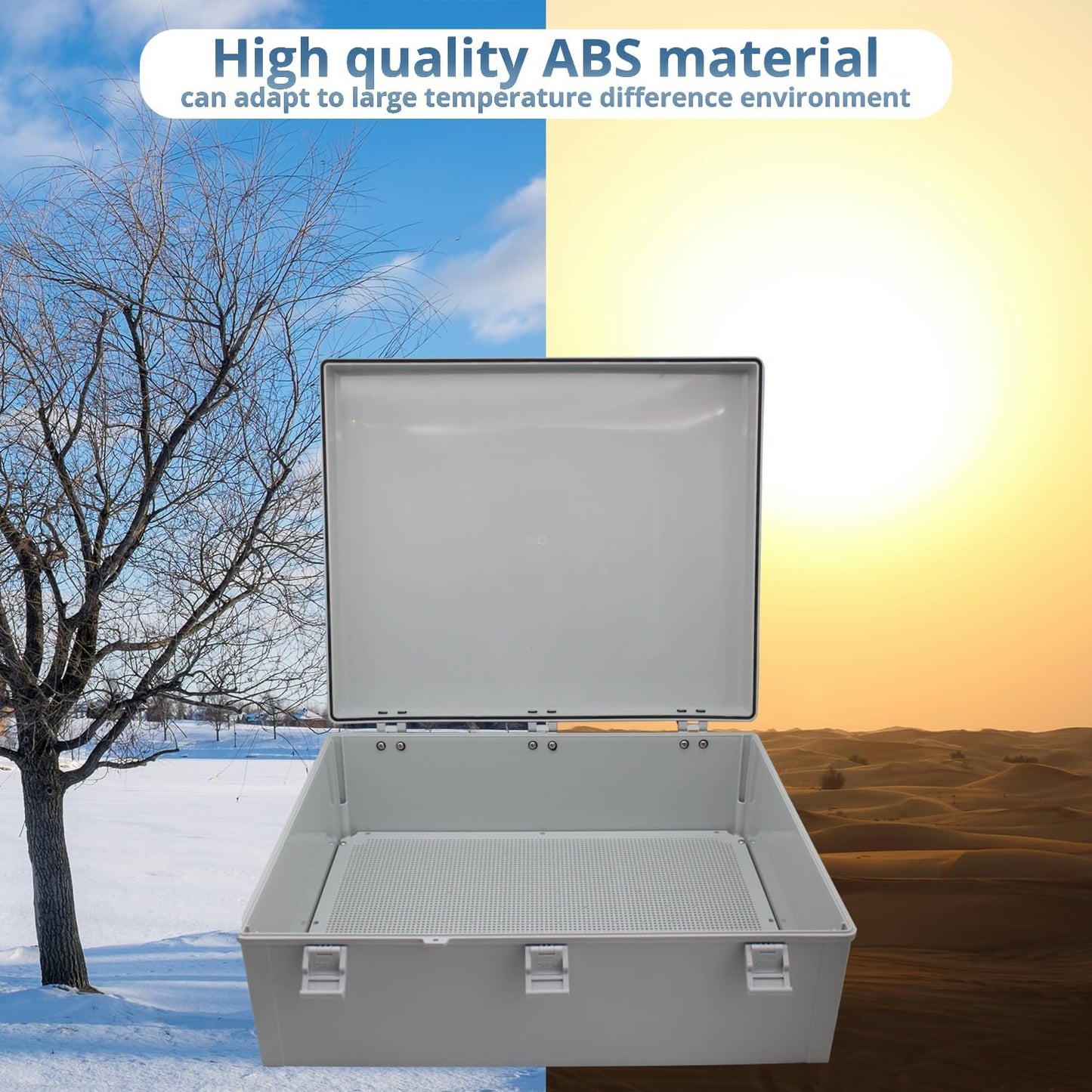 MAKERELE Water Proof Electrical Boxes Extra Large IP67 Electronics Projects Junction Waterproof Case with 2 NPT 1”Glands and Wall Bracket Hinged Cover Outdoor Enclosure Box(23.6"*15.7"*8.7")