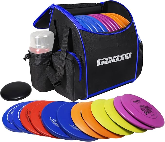 Disc Golf Set with Bag - 12 PCS Flying Disc Golf Discs for Beginner with Putter, Midrange, Driver | Portable Disc Golf Backpack Holds 28+ Discs Free Stand Bag Design for Convenient Use