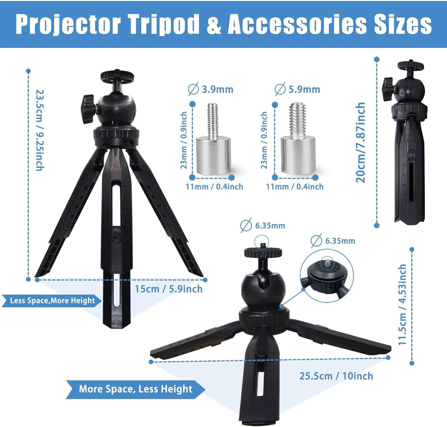 2-Be-Best Mini Projector Stand, Tripod Mount Compatible With DR.J, DBPOWER, Anker, PVO, Artlii, LoongSon, AuKing