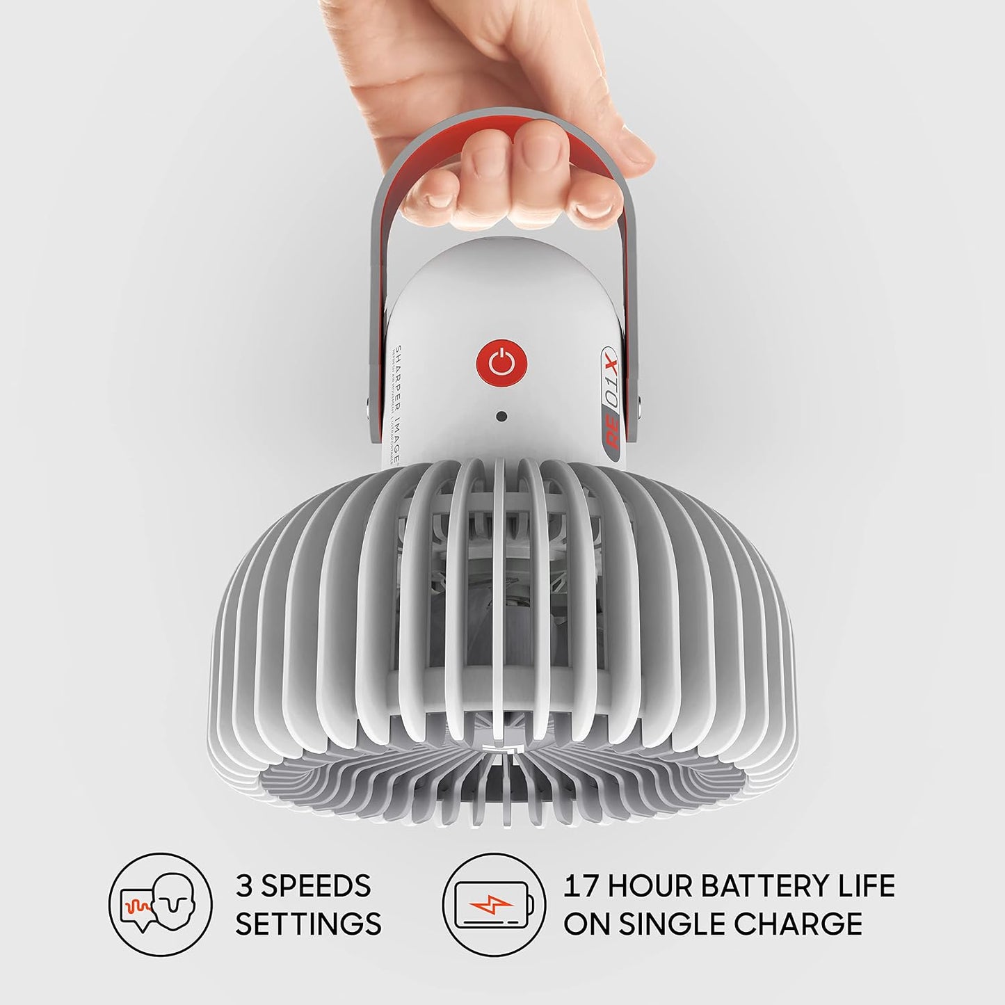 01X 17 Sharper Image REFRESH Rechargeable Personal Fan, Powerful Airflow, Quiet Operation, Hours of Run Time on Low