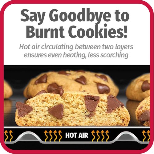 GoodCook AirPerfect Nonstick Cookie Sheets - Set of 2 Insulated Carbon Steel Pans, 16 x 14-Inch, Gray