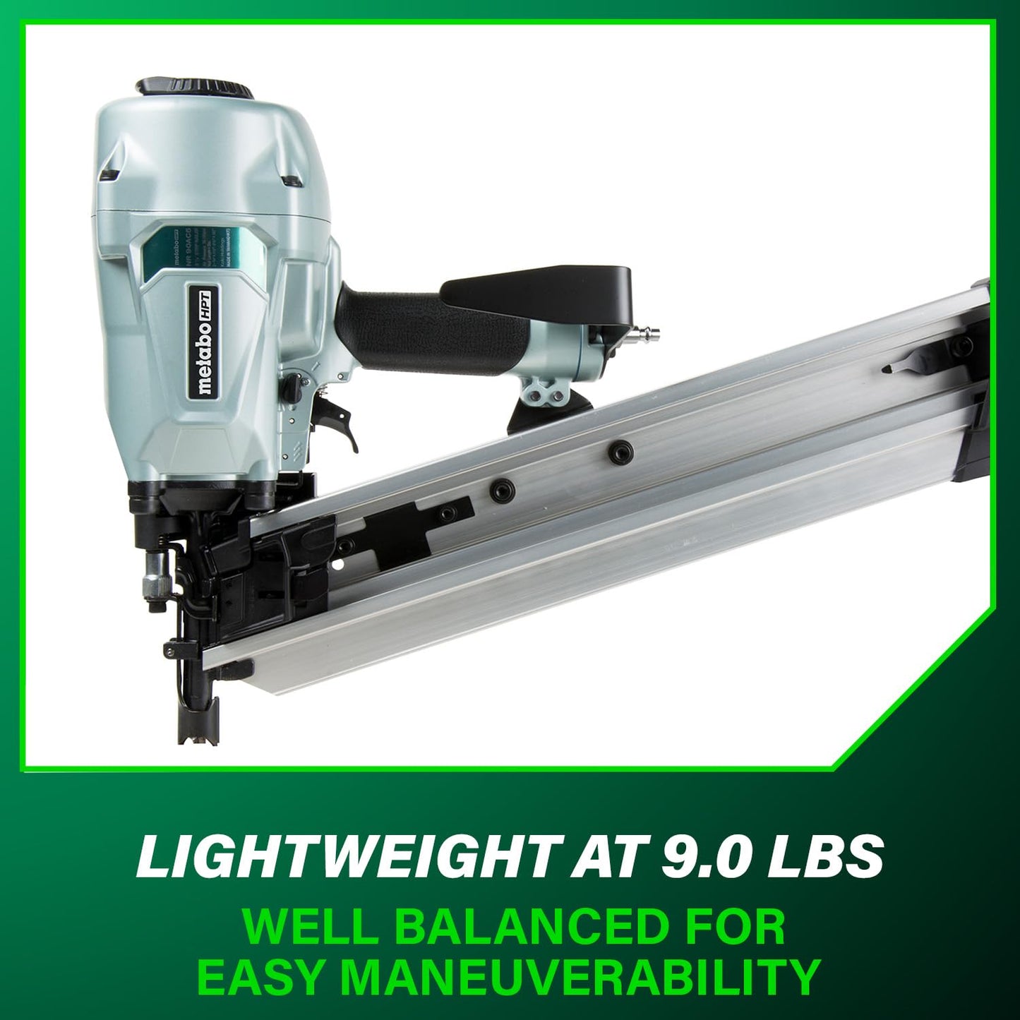 Metabo HPT Framing Nailer, Pro-Preferred Pneumatic Power Nailers in Framing Tools, Powerful Tool With Tool-less Depth Adjustment & Claw Tip, 21° 3-1/2" Plastic Collated Nails, NR90AC5
