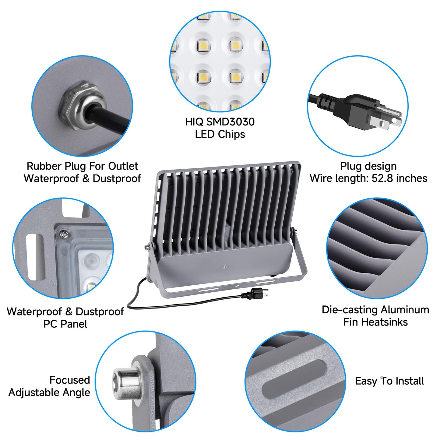 ROMMOR 400W Led Stadium Flood Light Outdoor 60000Lm 2500W Equivalent Super Bright Commercial Area Lighting 100-277V 5000K Daylight IP66 Waterproof Arena Lights for Sport Fields and Courts