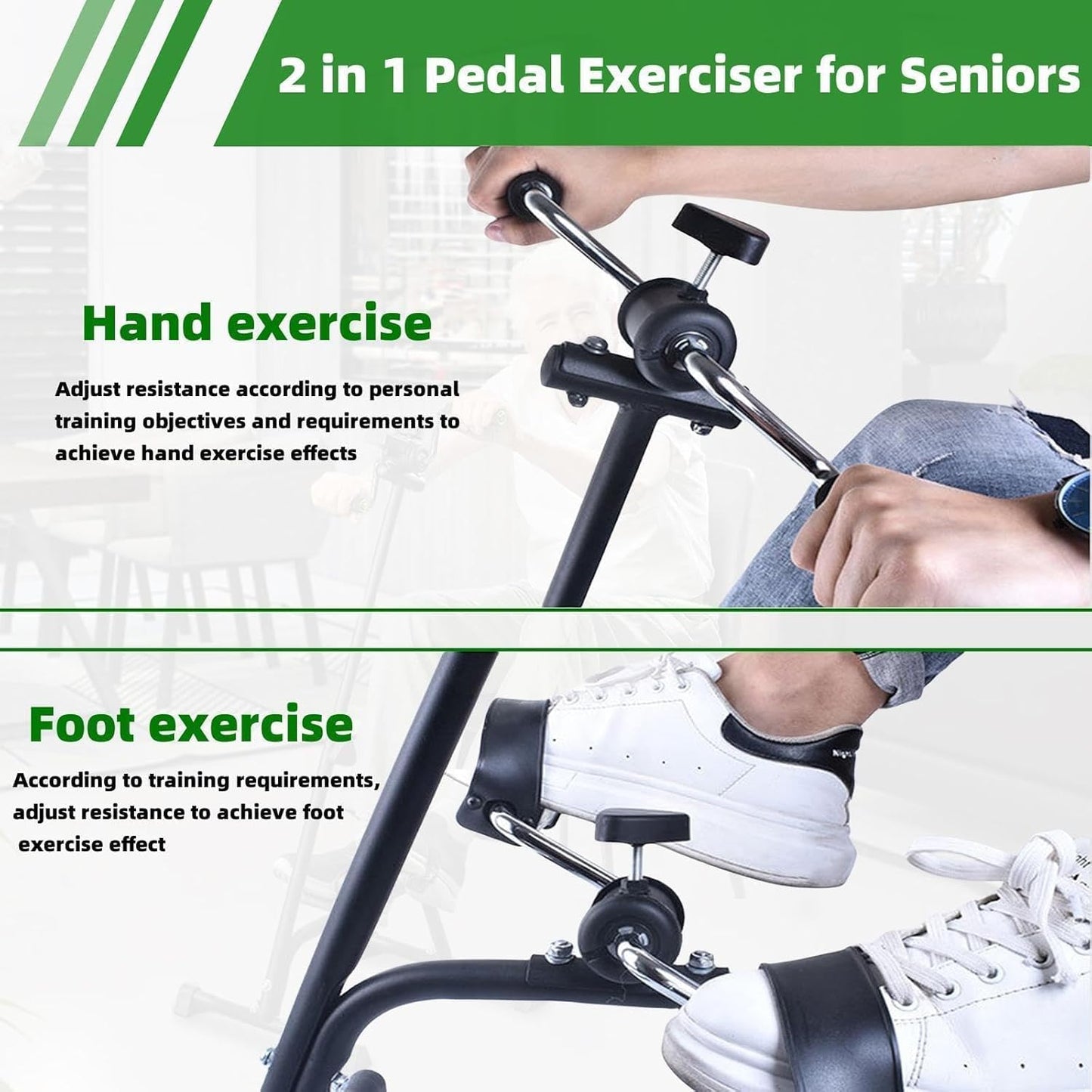 Pedal Exerciser Bike for Seniors Hand Arm Leg and Knee Stroke Recovery Equipment for Seniors fit for Full Body Great Gift for Elderly RehabWorkout (Pedal Exerciser Bike)