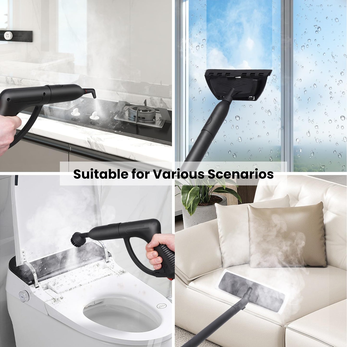Steam Cleaner 1.5L Steamer for Cleaning Fast Heating 6-in-1 Multi-Surface with 8 Accessories UL499 Certified Heavy Duty Steam Cleaner for Home, Car, Floors, Sofas, Tiles, Grout Steam Cleaners