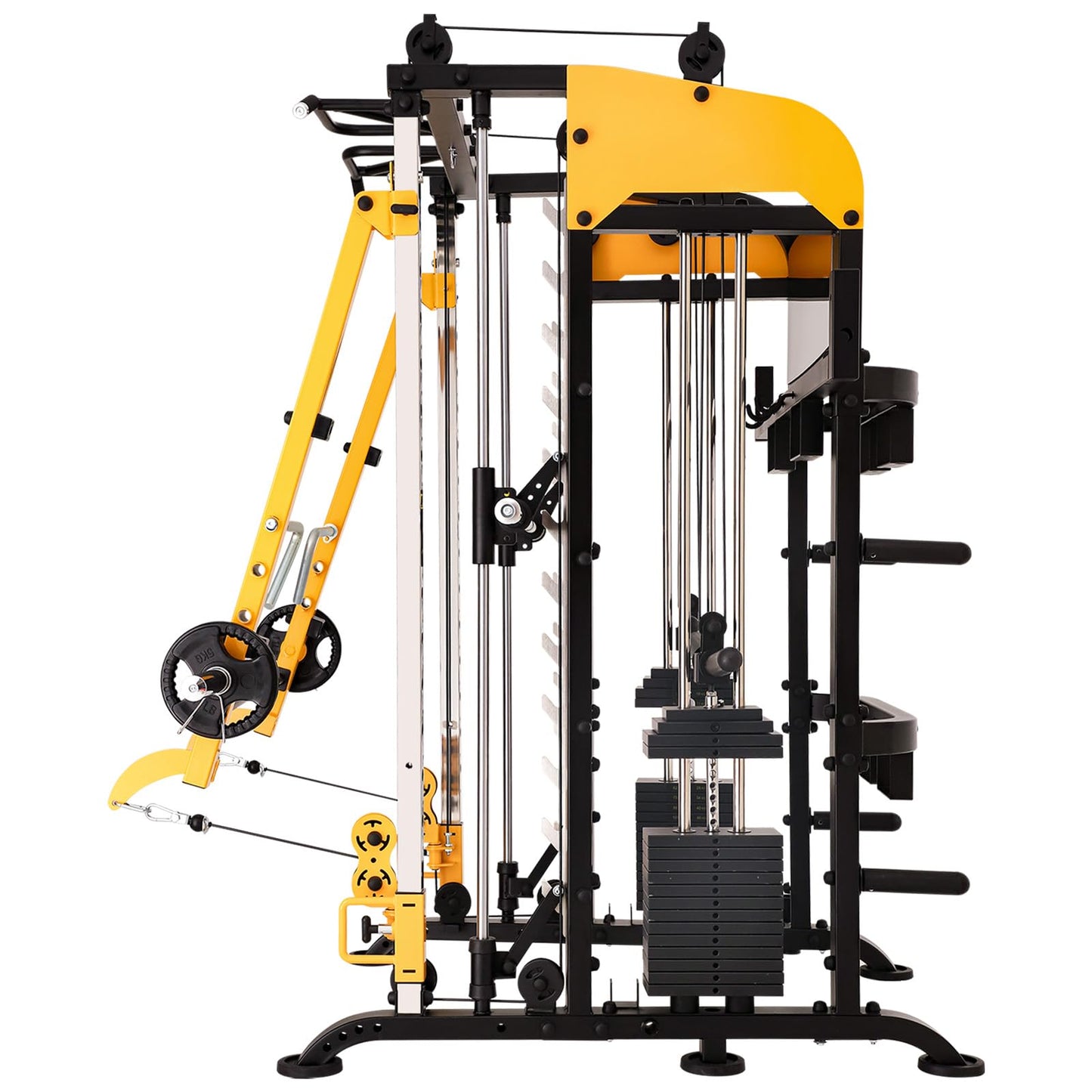Altas Strength 3061B Smith Machine with Adjustable Lever Arms, 2:1 Pulley Ratio All-in-One Home Gym System, Commercial Grade Squat Rack with Dual 440lbs Weight Stacks & Attachment (Safe Solo Training)