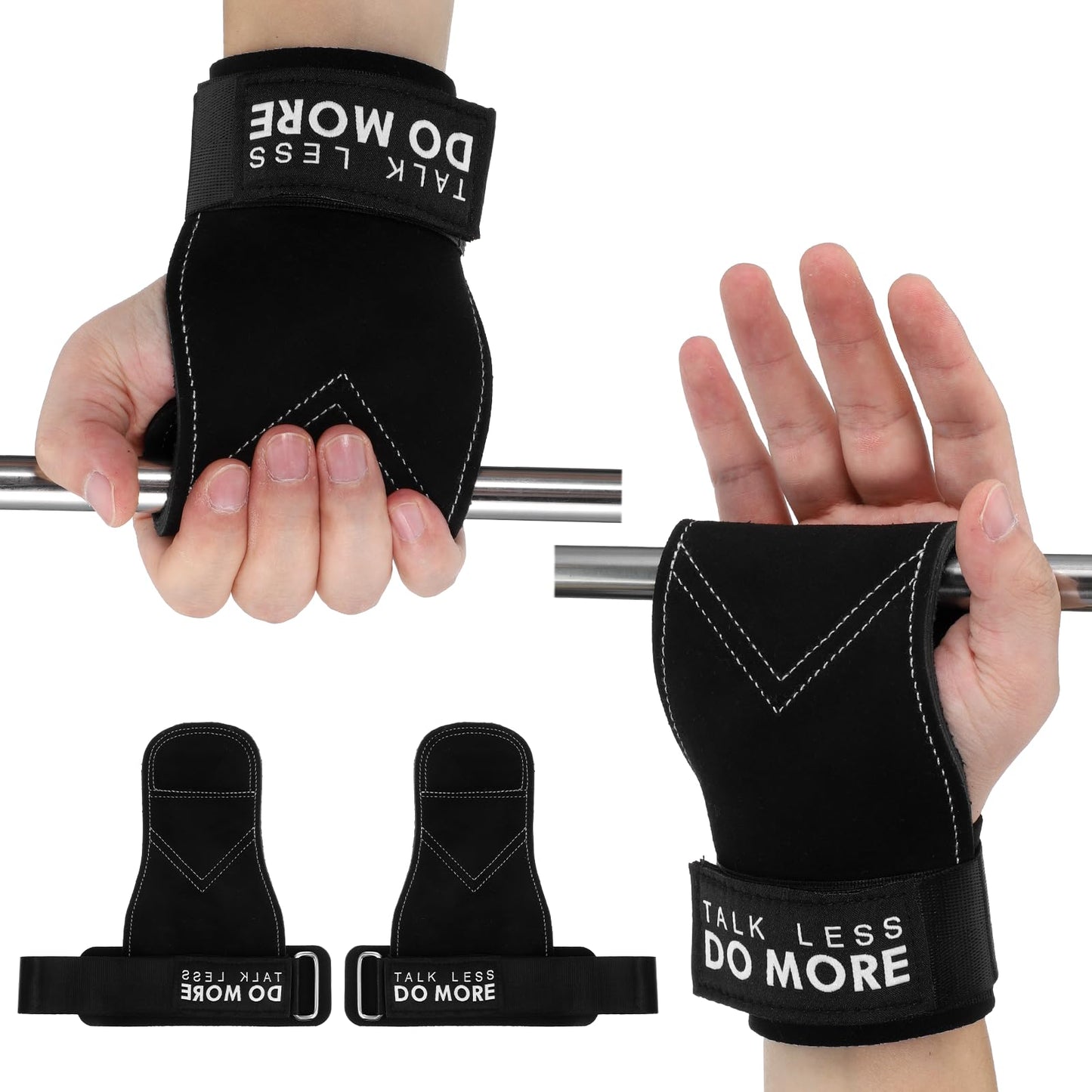 ElevateTech Weight Lifting Wrist Strap, 1 Pair Double Layer Leather Wrist Wraps for Gym Strength Training Weightlifting Deadlift Powerlifting Neoprene Padded Workout Gym Straps for Men Women
