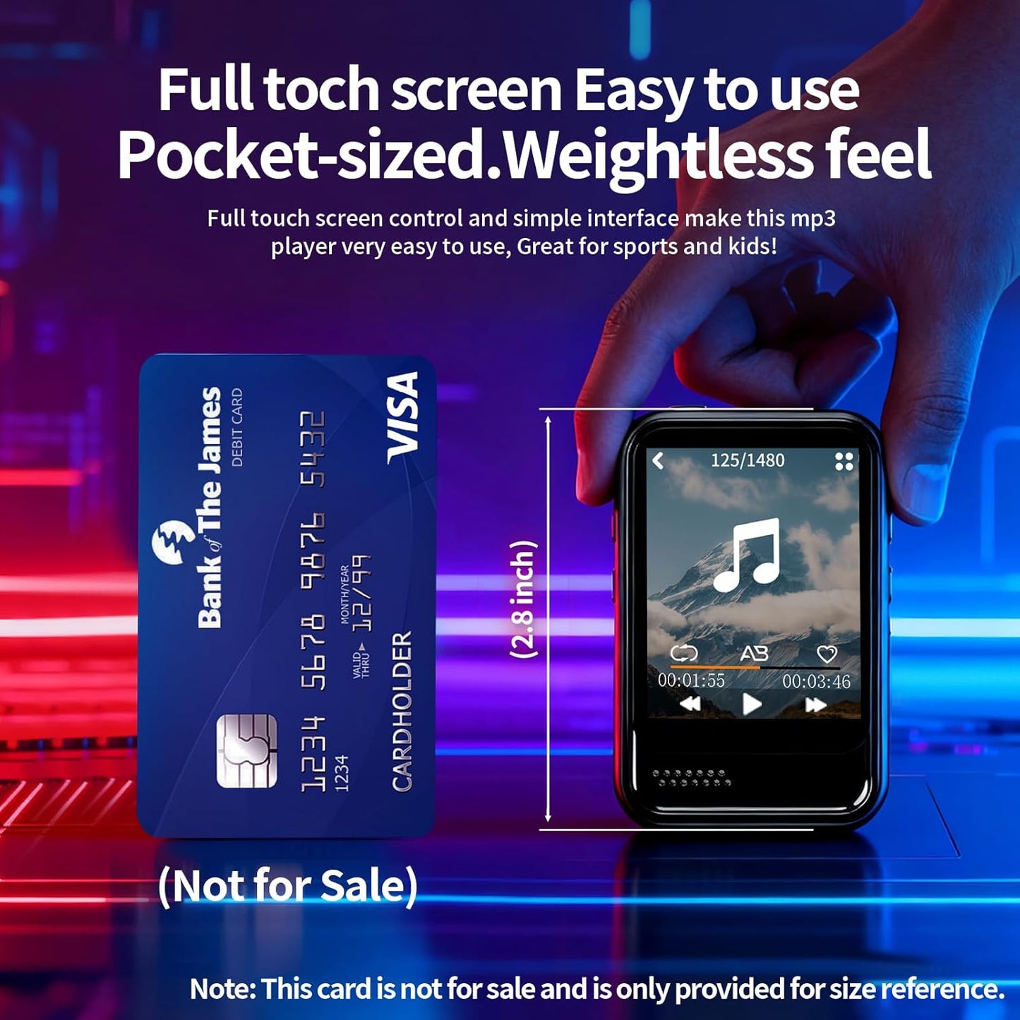 Resvocal MP3 MP3 512GB Player with Bluetooth,Mini Player with Speaker,Built-in Micro SD Card Slot,Portable Music Player
