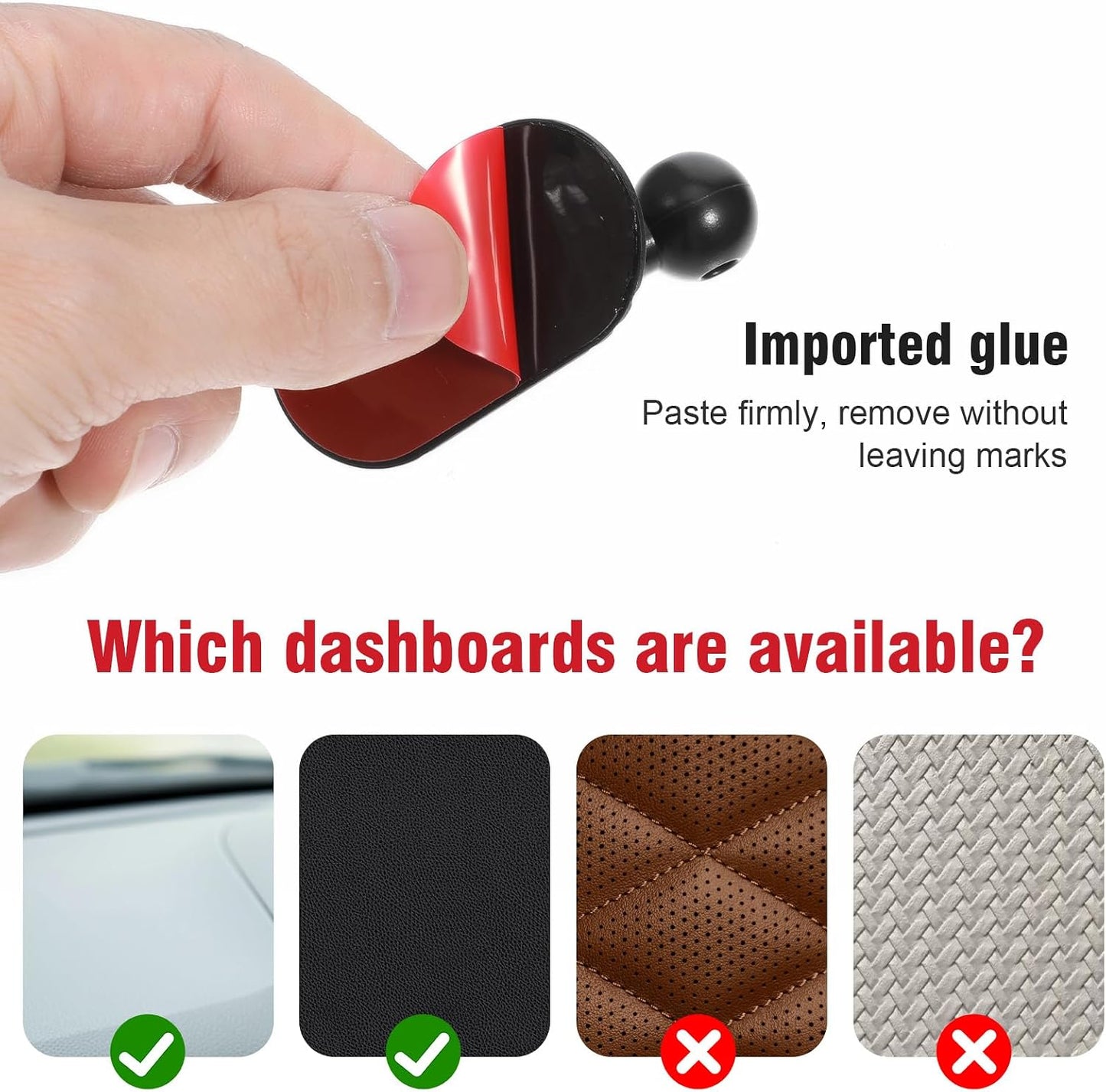 Andibro 2Pack 17mm Adhesive Ball Mount Replacement with Sticky Adhesive Pads, Sticky Ball Mount for Car Dashboard