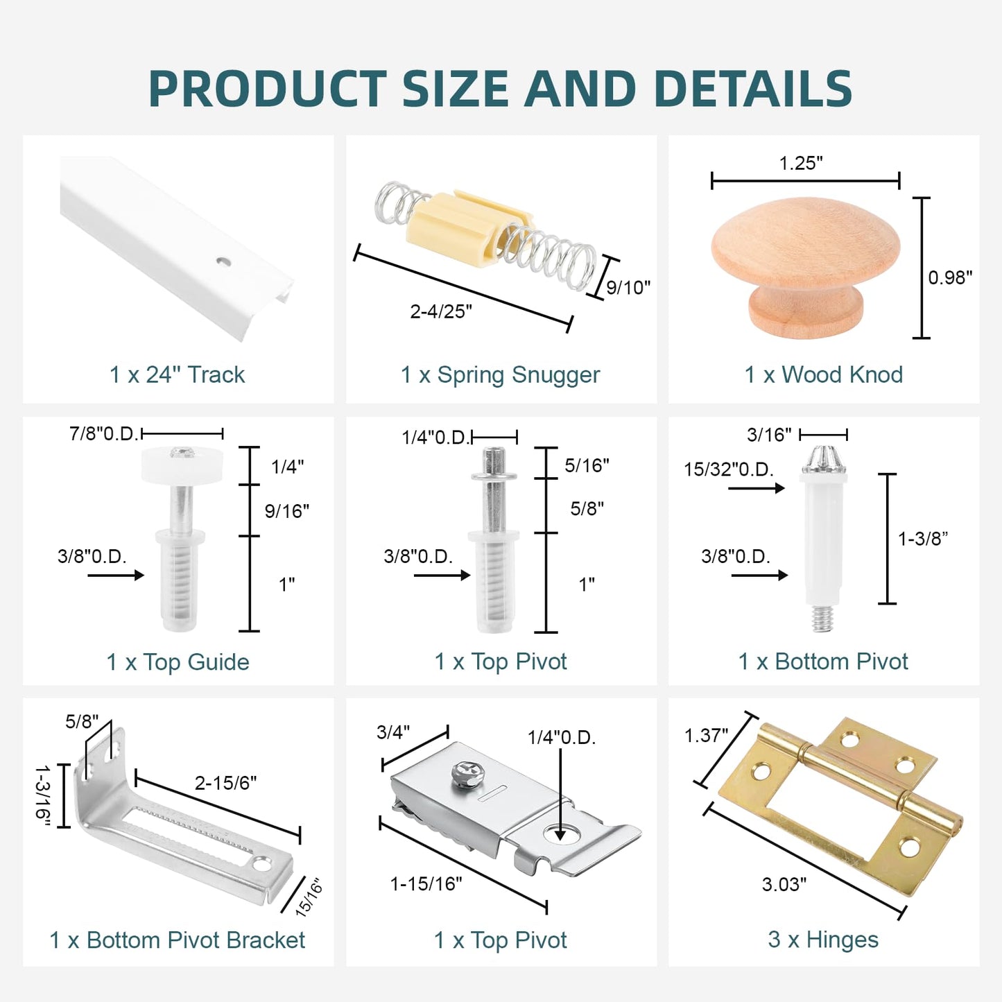 MVRPOWER Bifold Door Hardware with Track, 24 Inch Bi-fold Closet Door Track Kit with Installation Manual