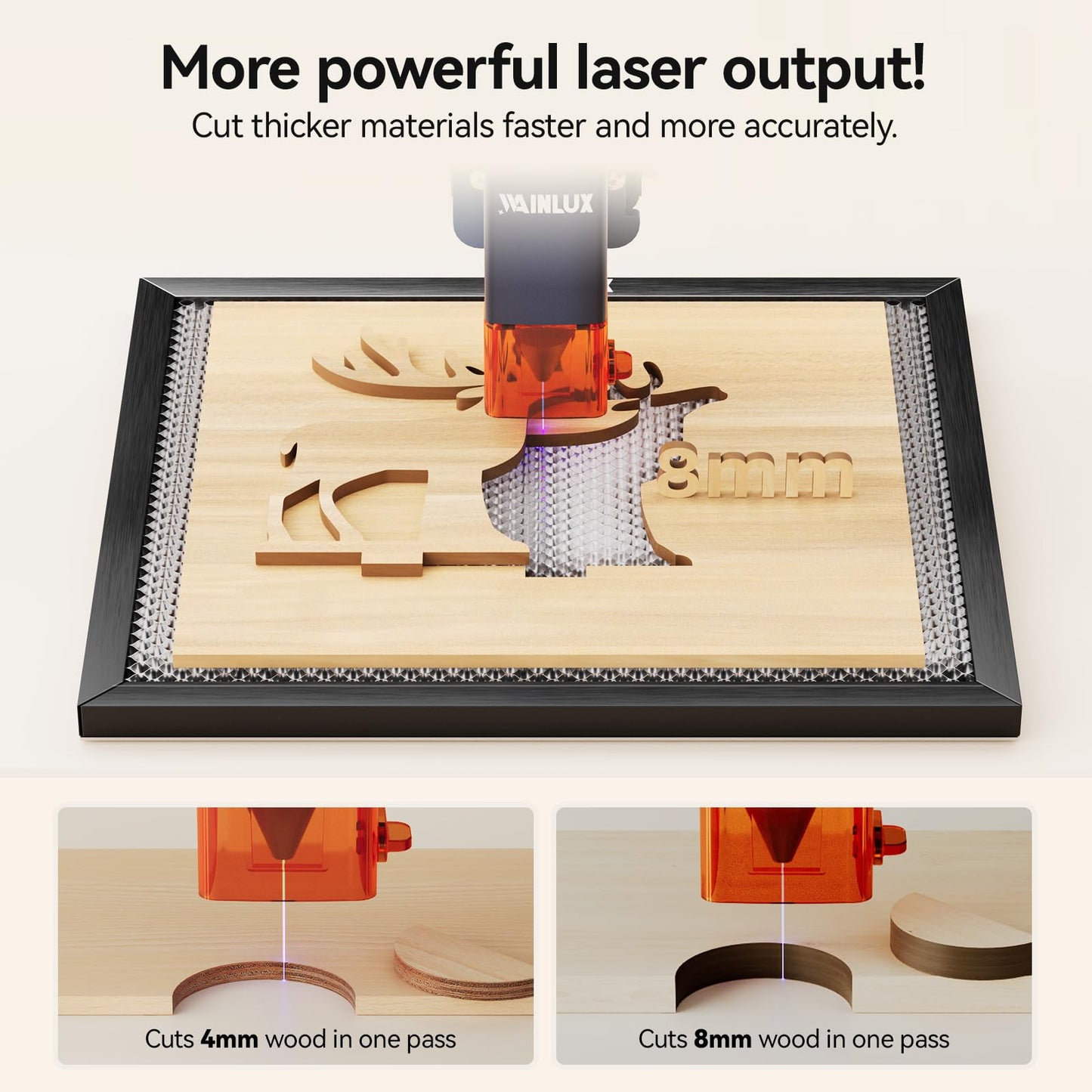 Laser Engraver,WAINLUX X2 5W Laser Engraver Machine with Air Assist, 5000mm/min High Precision Engraving Area 200 * 150mm DIY Laser Cutter and Engraver for Wood|Leather|Acrylic|Glass|Class1