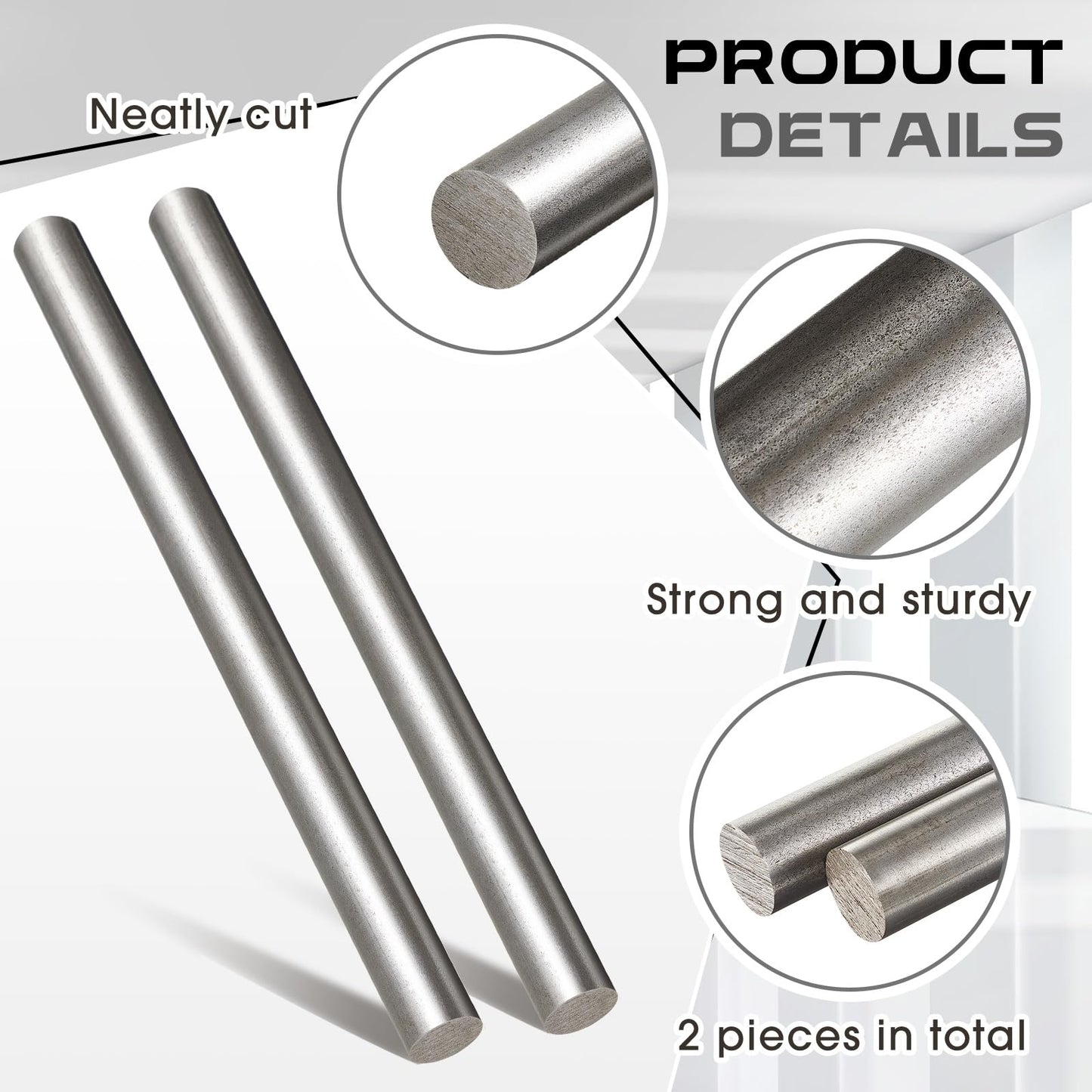 Gisafai 2 Pcs 1018 Carbon Steel Round Rod 5/8" Diameter, 12" Length Cold Rolled Steel Bar Unpolished Finish Rod for Shaft Gear Drill Lathes Boring Machine Turning Miniature Axle Stock