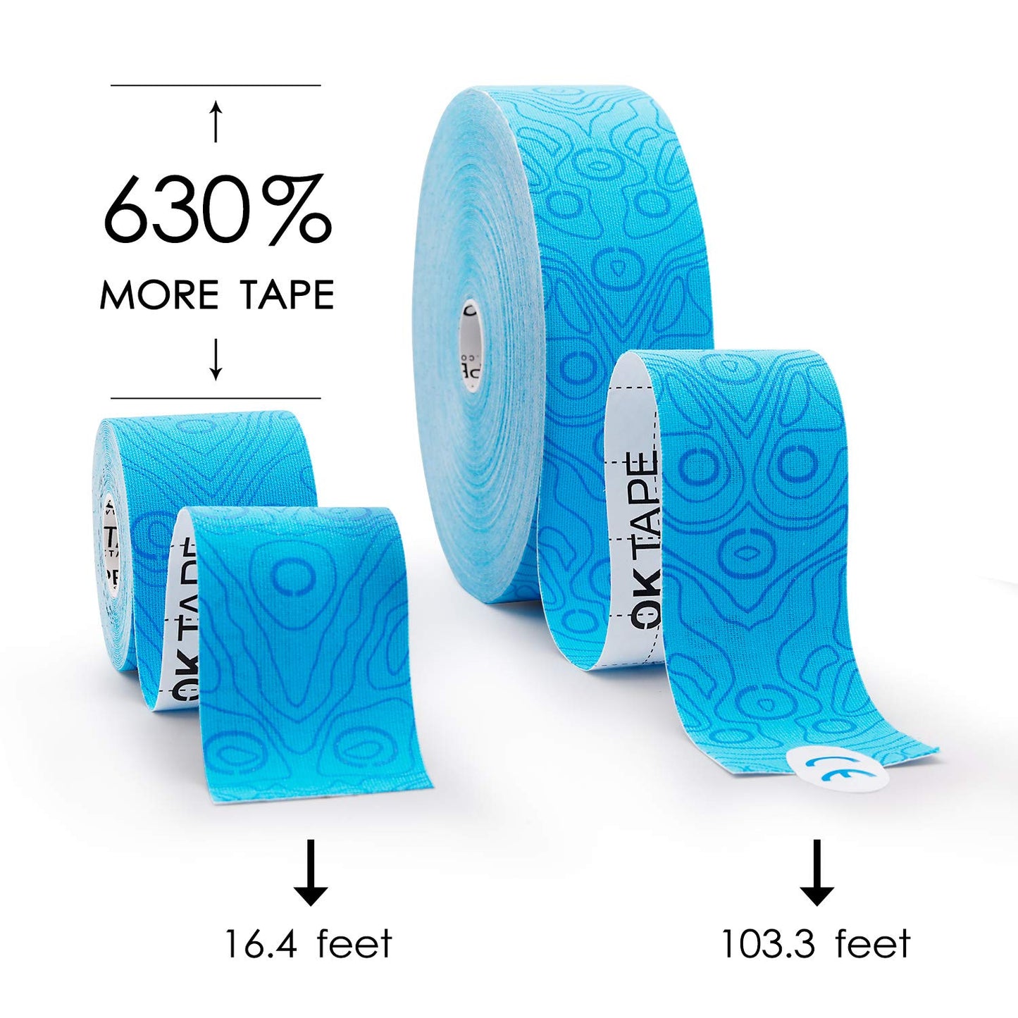 (2in X 103 Feet) OK TAPE PRO Bulk Kinesiology Tape, Original Elastic Latex Free Kinesiology Therapeutic Tape, Free Cut Printed, Pink+White