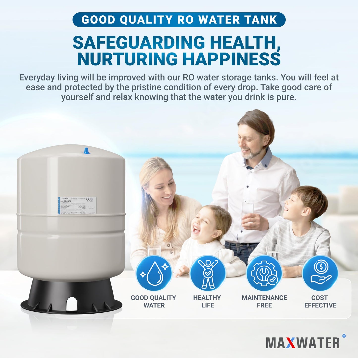 Max Water 14 Gallon RO Pre-pressurized Reverse Osmosis Water Storage Tank