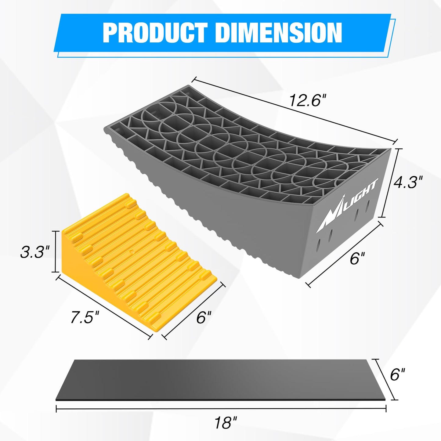 Nilight RV Leveler - 2 Pack Camper Leveling Blocks Ramp Support Dual Axles, Up to 35,000lbs, Fast RV Accessories Leveling System for Travel Trailer, Motorhome - Yellow
