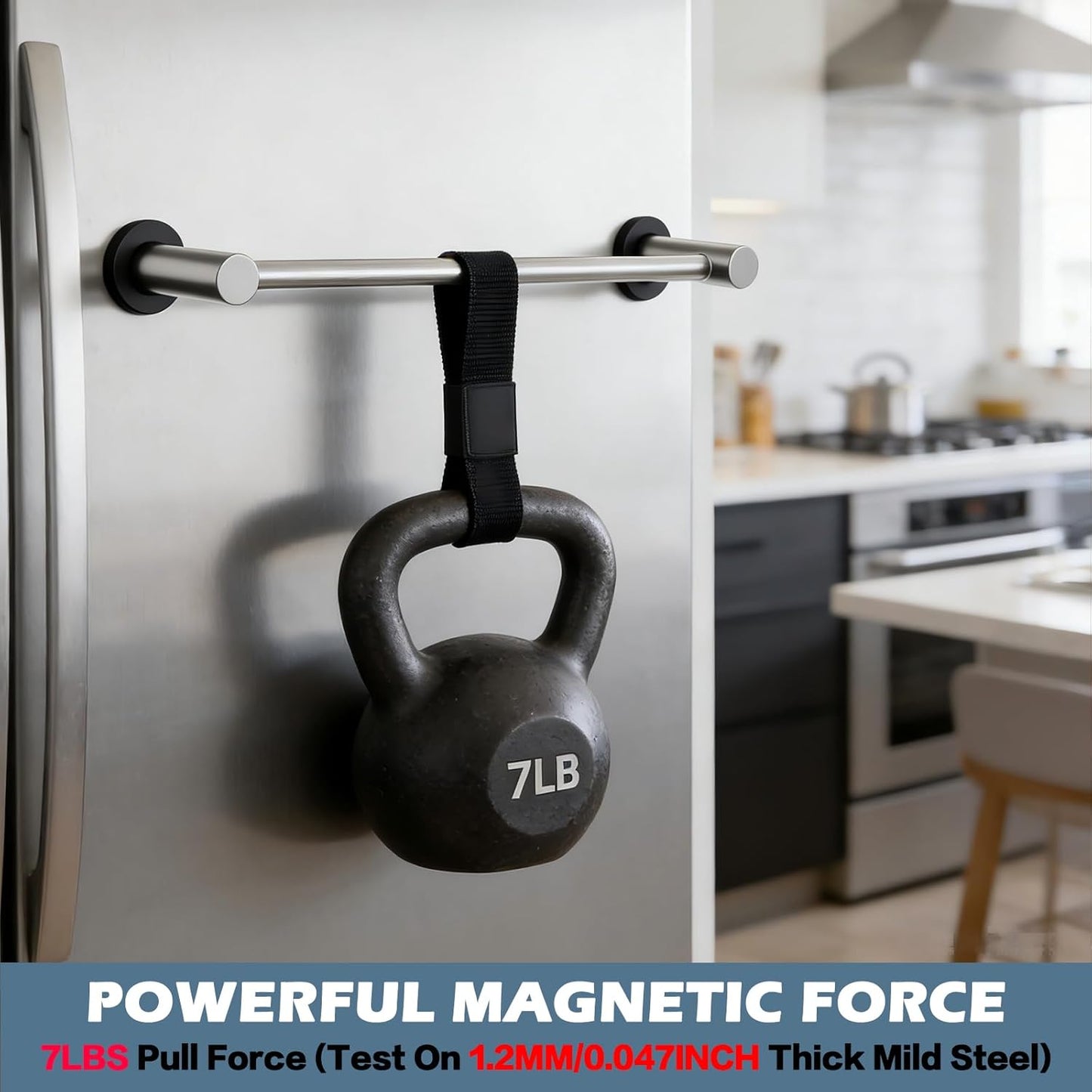 ULIBERMAGNET Magnetic Towel Holder - Adjustable Length Brushed Nickel Stainless Steel Rail | 2 Pack