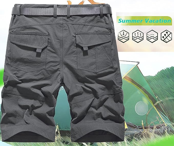 Quick Dry Hiking Shorts Men's Cargo Casual Outdoor 4-Way Stretchy Lightweight Summer Short with Multi Pockets 30-46 (No Belt)