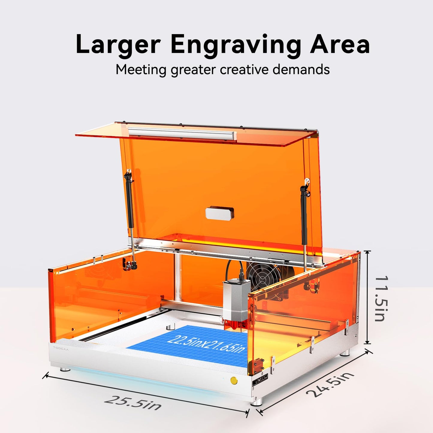 TOOCAA 40W Enclosed Laser Engraver with Smart Air Assist, 400mm Metal Honeycomb Panel, 22" x 22" Large Bed Size, Class1 Safety Laser Cutter for Tumbler Wood Metal Acrylic Big Production Batch Ready