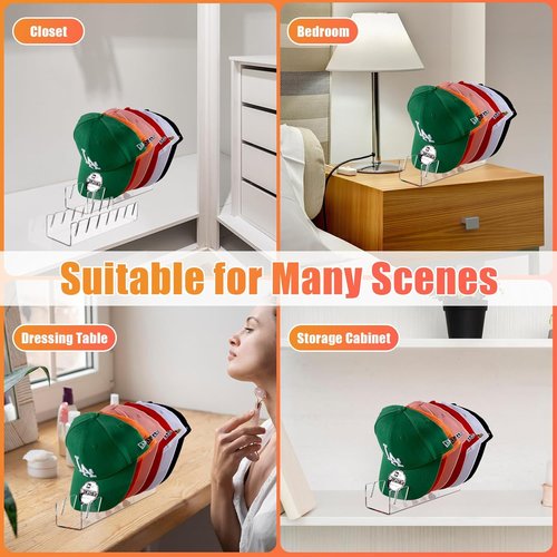 Hat Stand for Baseball Caps - Skiennix 2-Pack Acrylic Organizer for 14 Caps | Clear Storage Solution