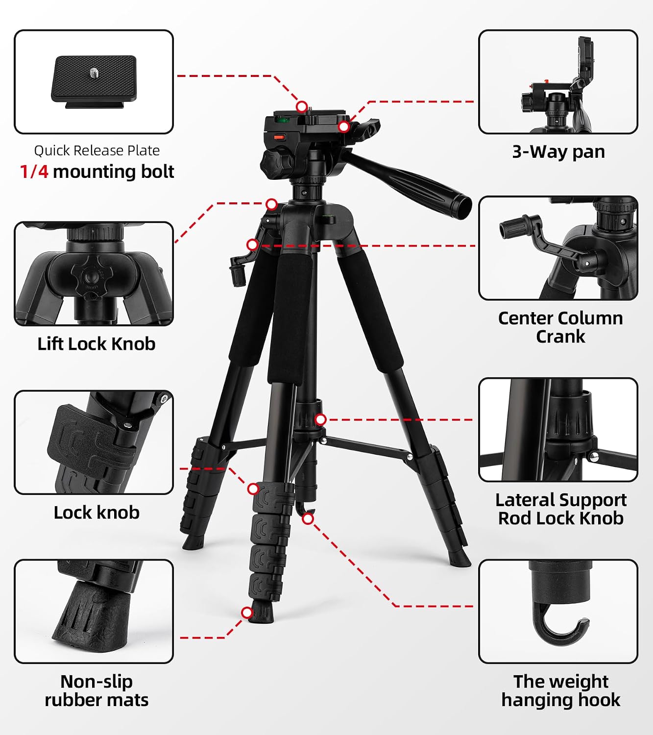 Artisorama 64 Tripod for Cell Phone & Camera,Multi-Angle Portable Tripods Stand, Sturdy & Stable Height Adjustable