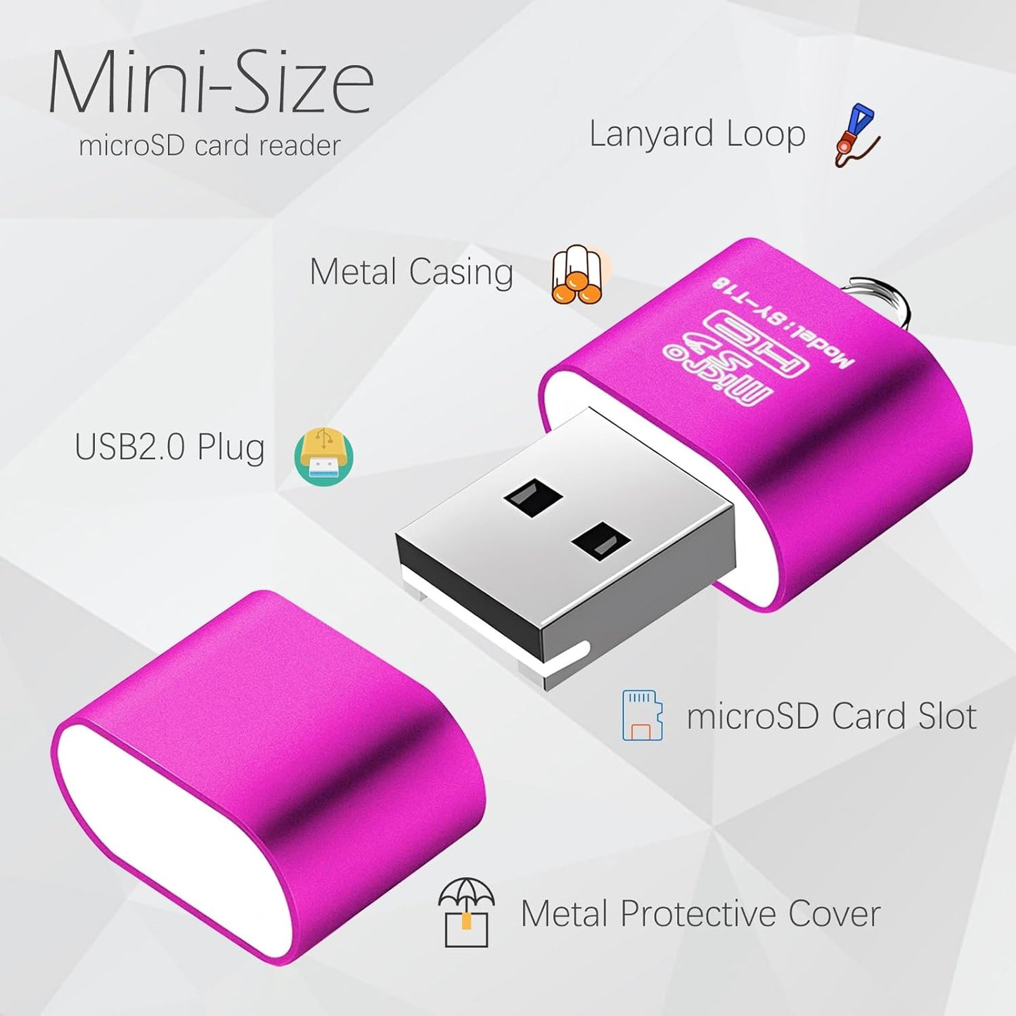 Wansurs [3 Pack] Micro SD Card Reader for Android,Micro SD Card to USB Adapter, TF Card Reader with Mini Size