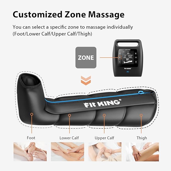 FIT KING Air Compression Recovery System, Cordless Full Leg Massager with Dynamic Pressure, Reduces Muscle Pain and Improves Circulation, Fast Recovery for Athletes (Large)