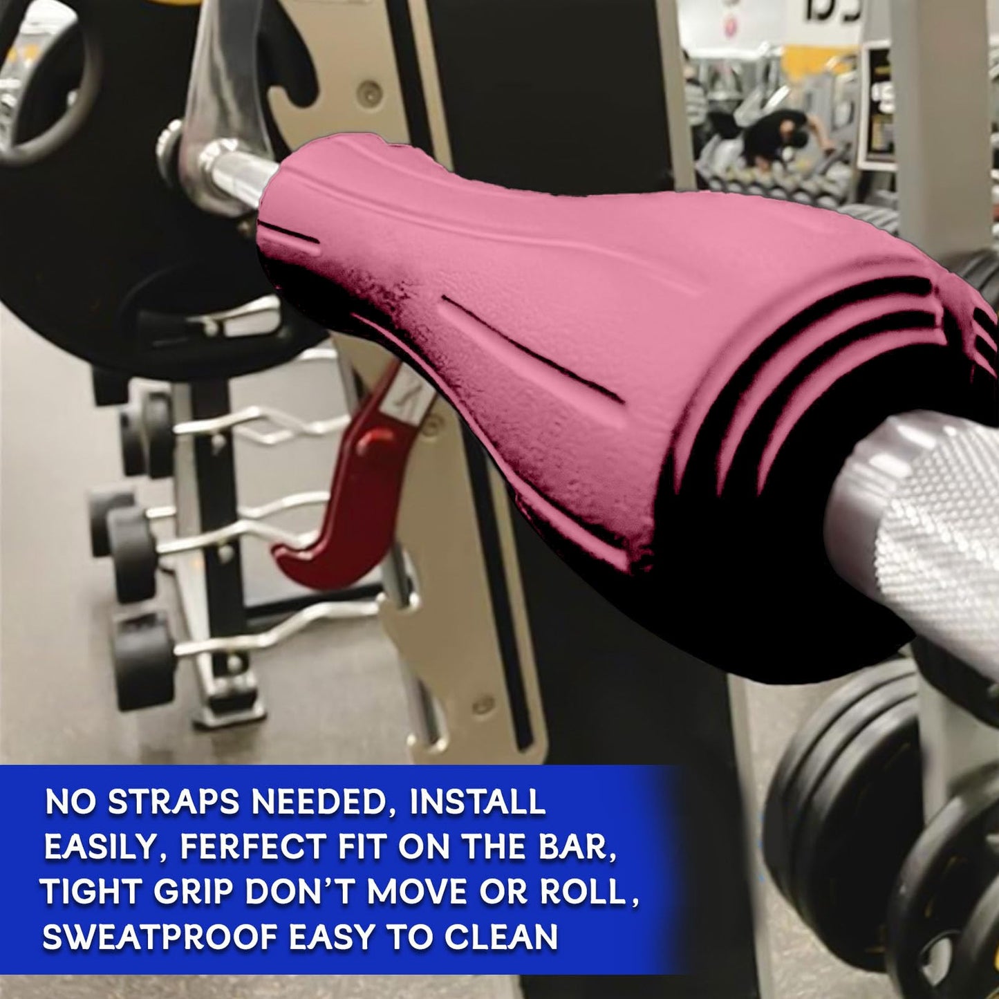 Kirvoita Rubber Barbell Pad, Squat Pad, Hip Thrust Pad, Easy to Install, No/Straps Needed, for Both Heavy Weights & Lower Weights (15.5 * 3.5 * 3.5 in, Pink)