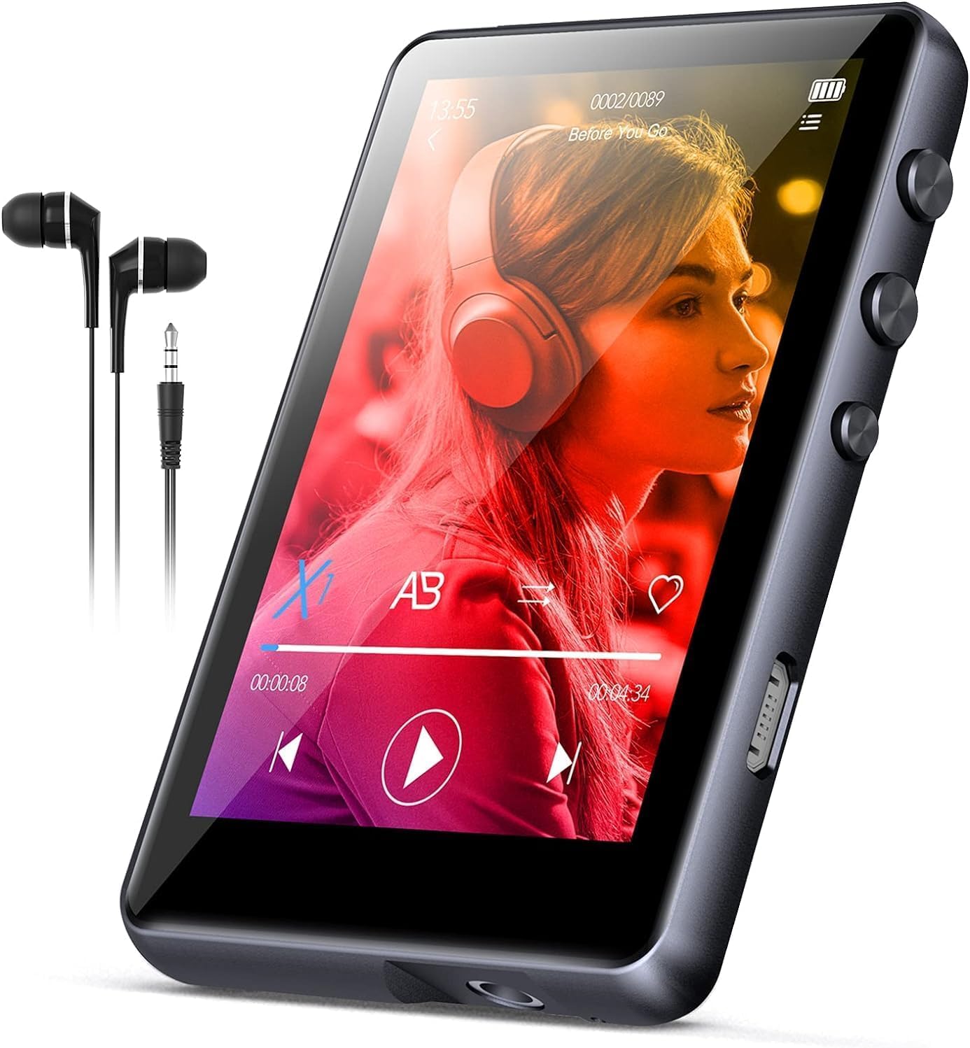 SWOFY MP3 5.3 64GB Mp3 2.4" 512GB Player Bluetooth - Music Player with Touch Screen, Portable Digital Audio Player