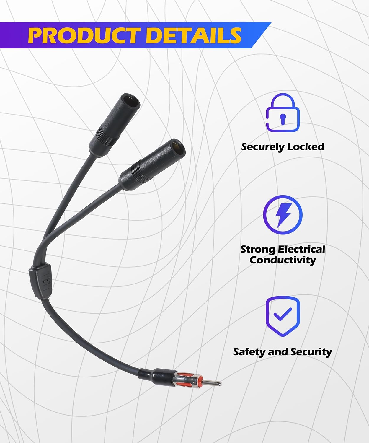 SCUARI 1 2 Car Antenna Adapter,Antenna Adapter for Car Stereo,Car Accessories Male to Female Y Antenna Cable,Radio