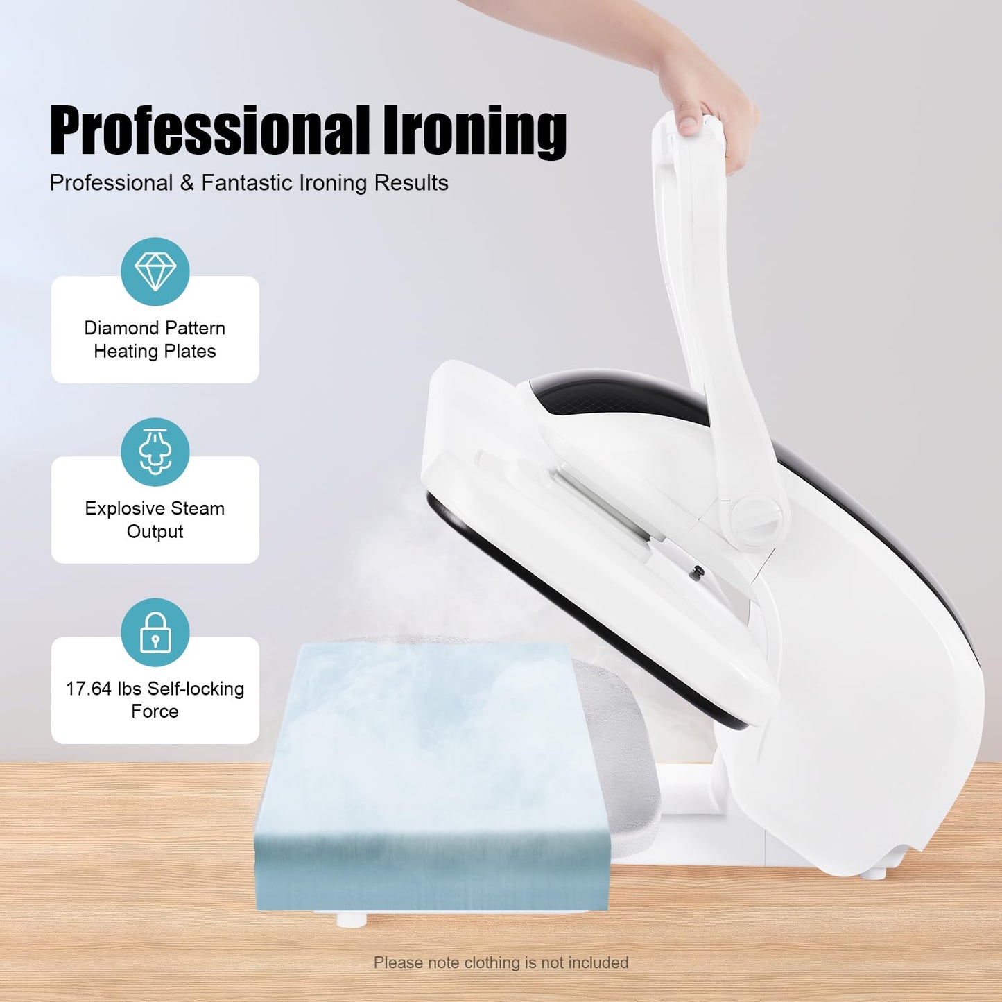 Intelligent Steam Press for Clothes, 1600W Digital Steam Press with 5 Fabric Settings and Overheating Protection, 35.8" Large Ironing Area w/Touch Screen & Voice Prompts for Sheets, etc