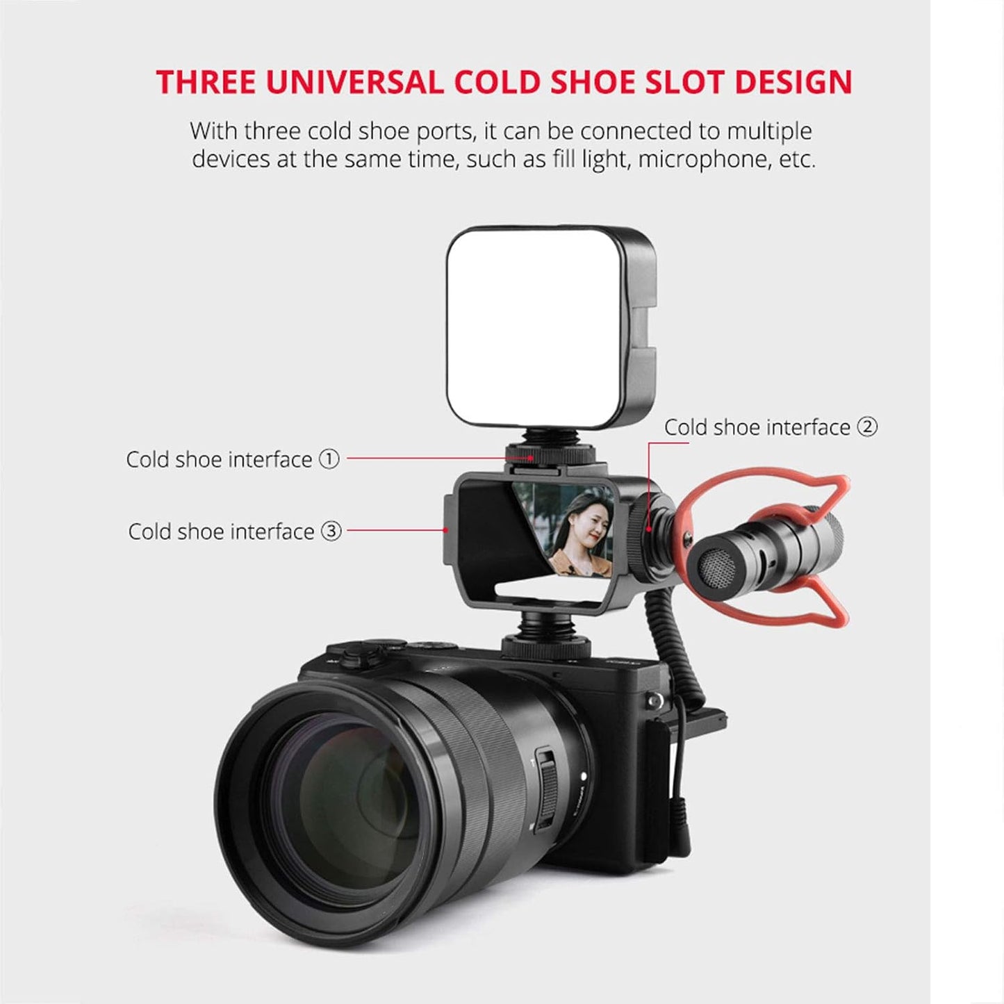 Bindpo Filmmaking Camera Selfie Flip Screen, Universal Cold Shoe Mount for Mic Light Vlog for Mirrorless Camera
