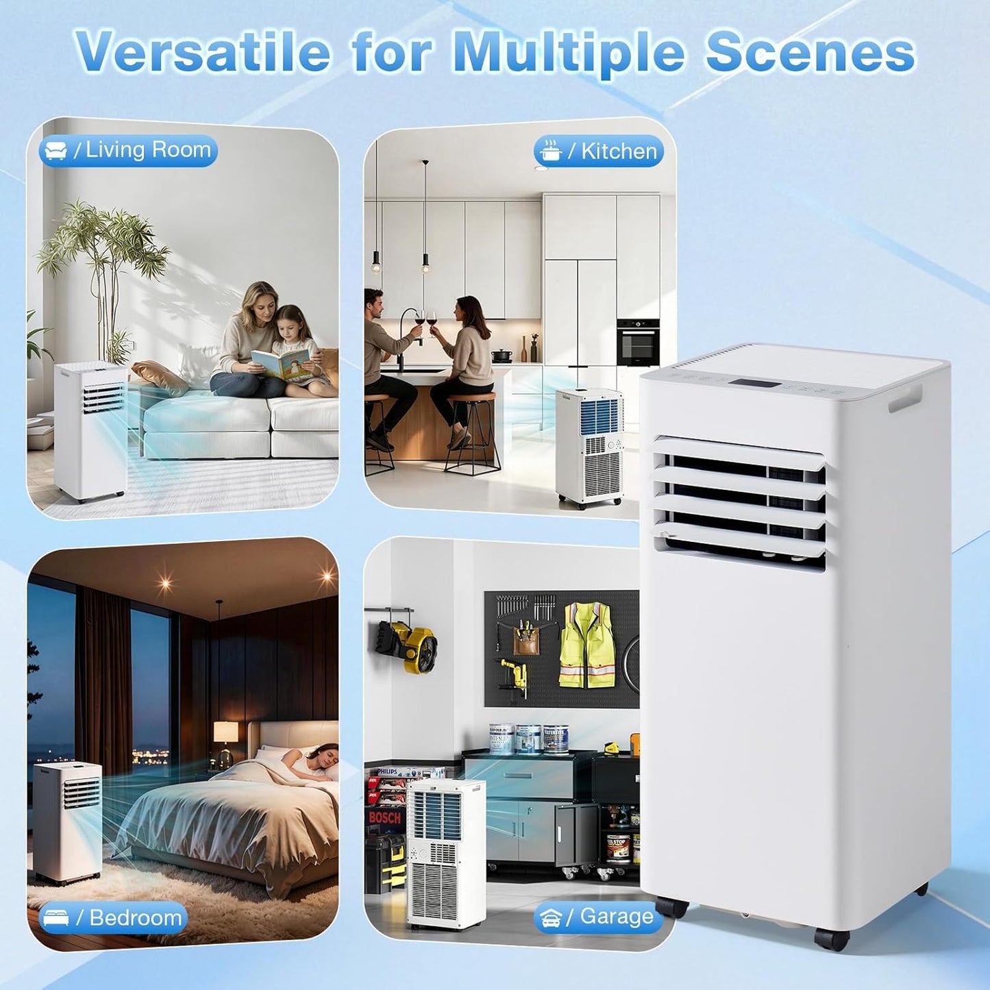 Aoxun 10020 BTU Portable Air Conditioners with Heater, 5-IN-1 Portable AC Unit, Fast Cooling,Heating,Dehumidifier, Fan & 24H Timer Quiet Sleep,Cools Up to 450 Sq.Ft,Remote Control, Window Kits