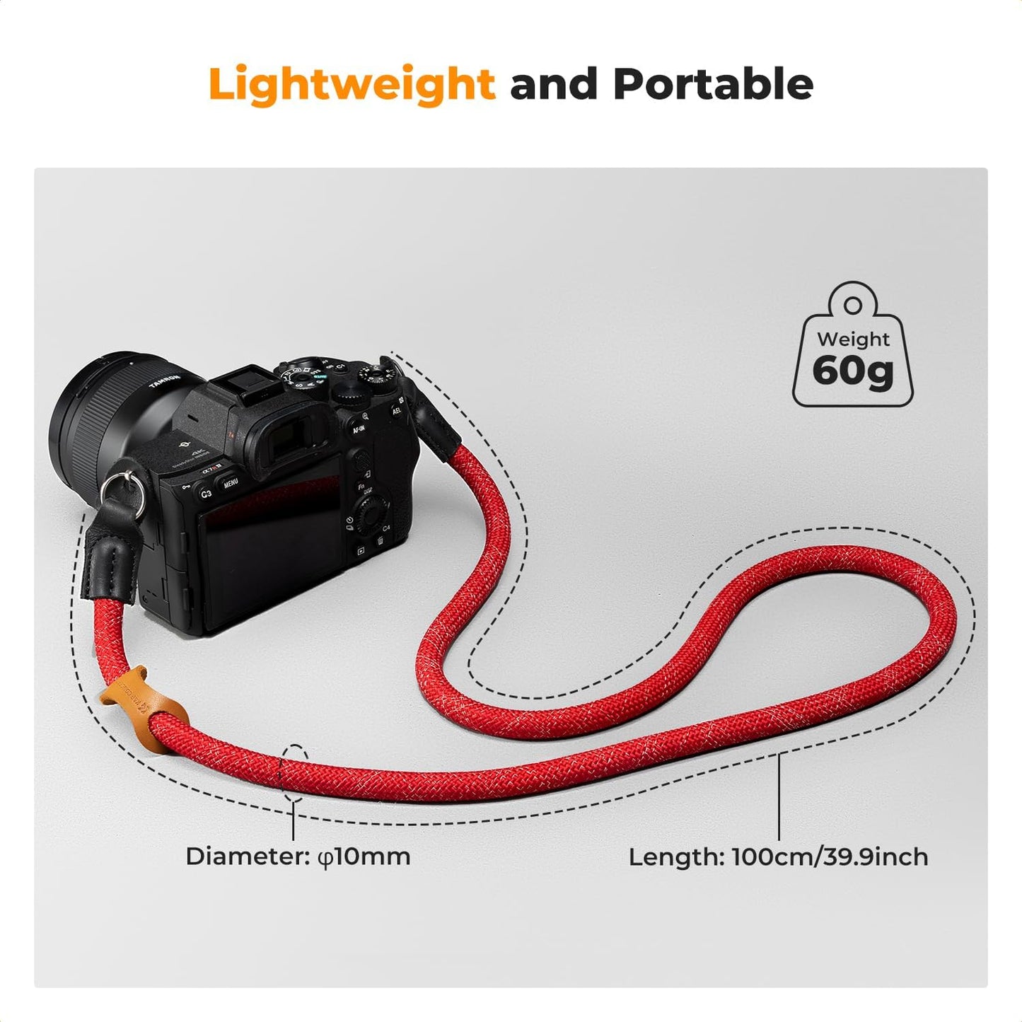 Strap,100cm K&F CONCEPT Camera Neck Nylon Rope Camera Shoulder Strap with O-ring for DSLR Camera-Red