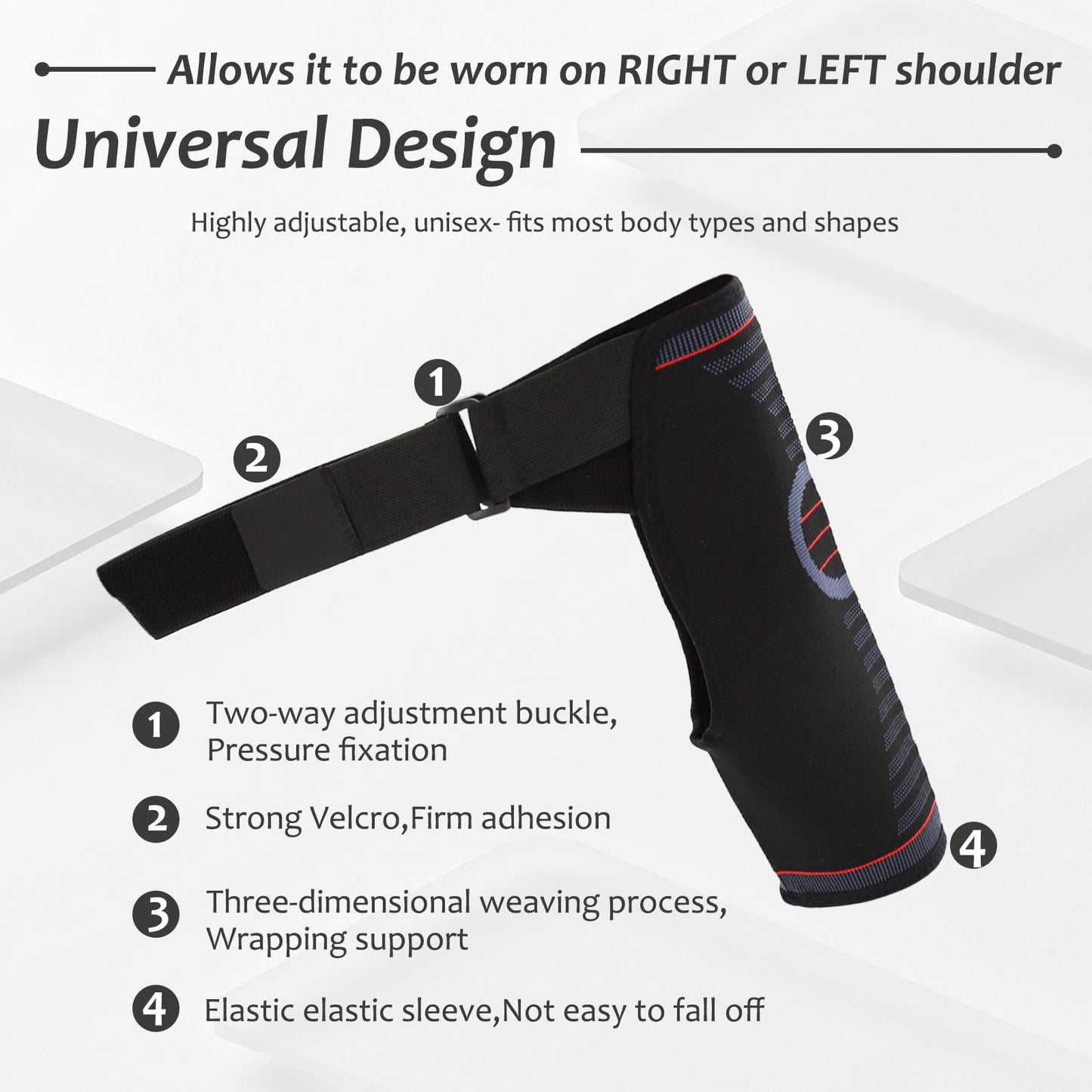 Mzario Shoulder Brace, Rotator Cuff Shoulder Brace for Women and Men, Adjustable Compression Rotator Cuff Support with Storage bag for Spoorts and Pain Relief (Black, S/M)