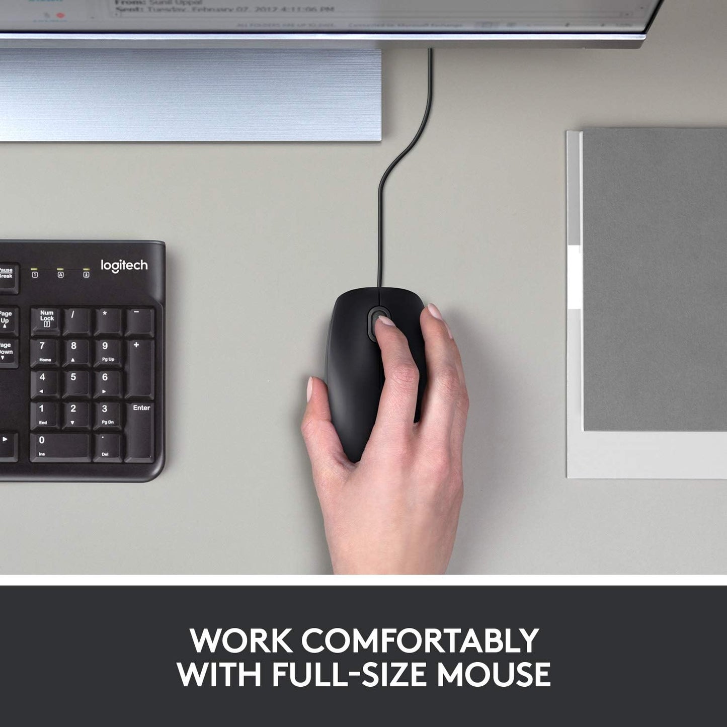 Logitech B100 USB Wired Mouse - Ambidextrous Black Design