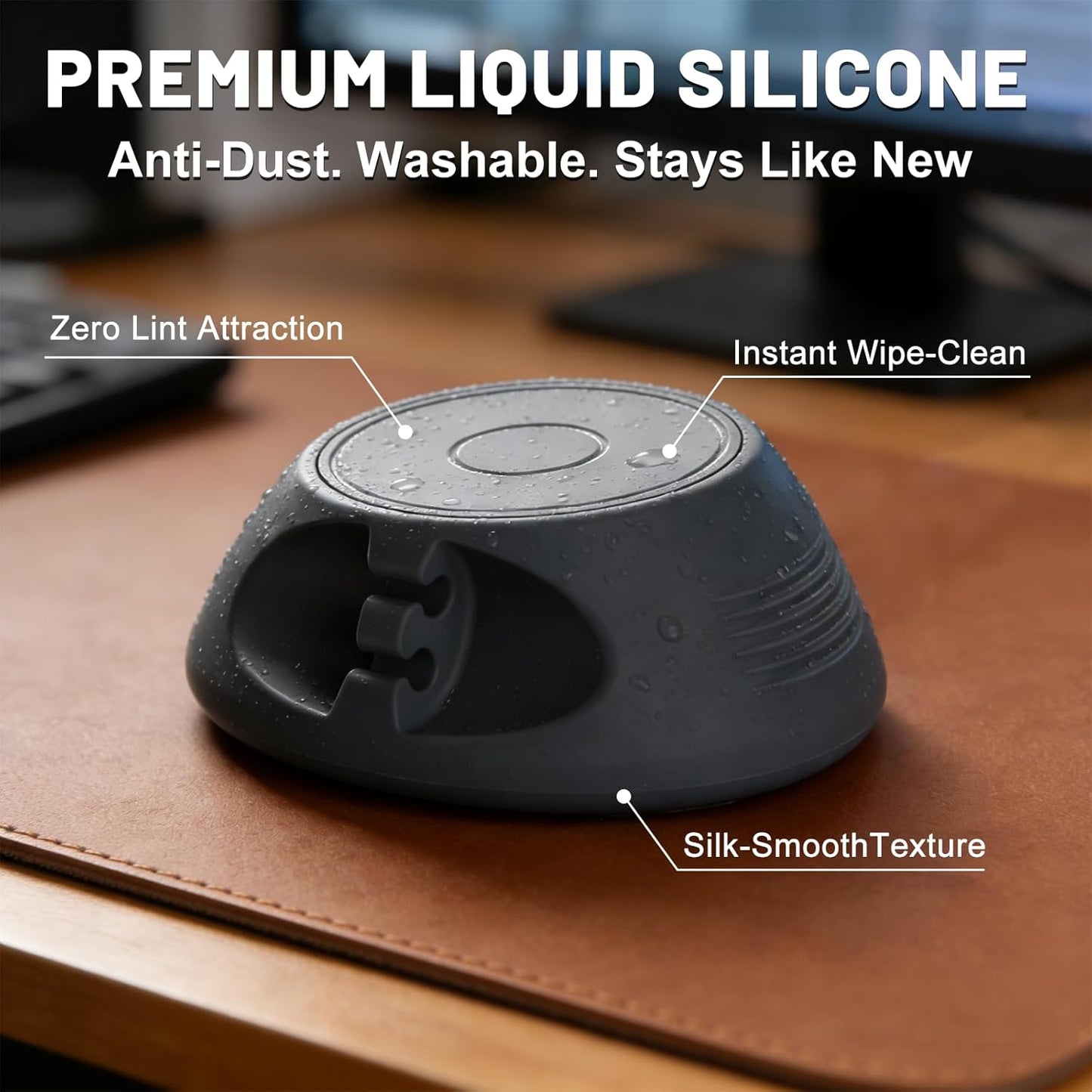 [N52 SOOoEC Ultra-Strong Snap-On Magnetic Cord Holder, Weighted Desktop Cable Organizer, Premium Liquid Silicone, No