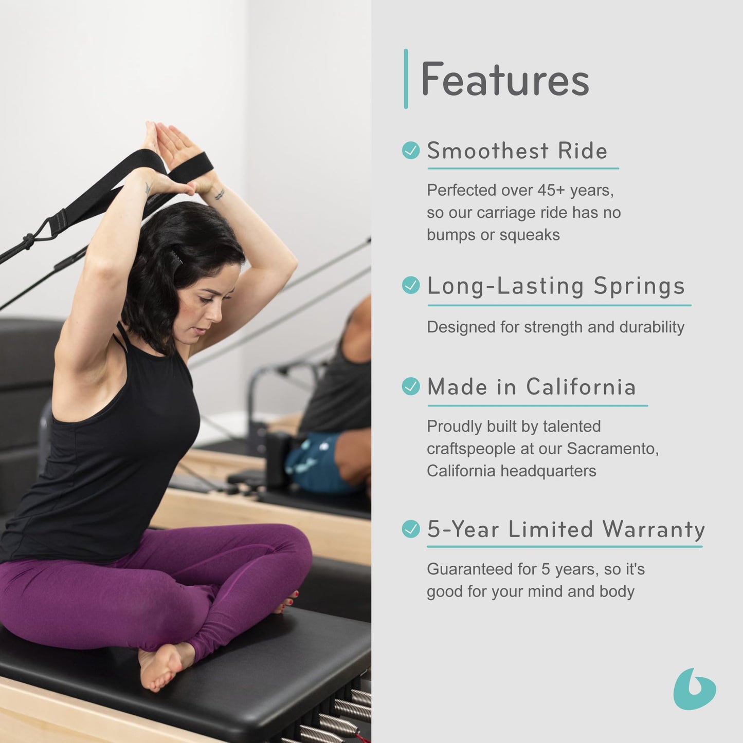 Pilates Reformer by Balanced Body, Rialto Reformer with Sitting Box Lite, Pilates Exercise Equipment, Workout Equipment for Home or Studio, Black Upholstery