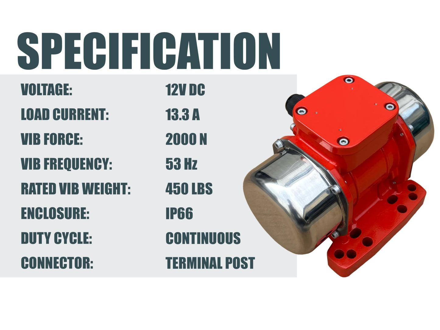 AMBITIONMOTOR Hopper Spreader Vibrator for Salt Sand 450LBS 12VDC Replaces 3012081 3013659 for SHPE 3000 4000 6000