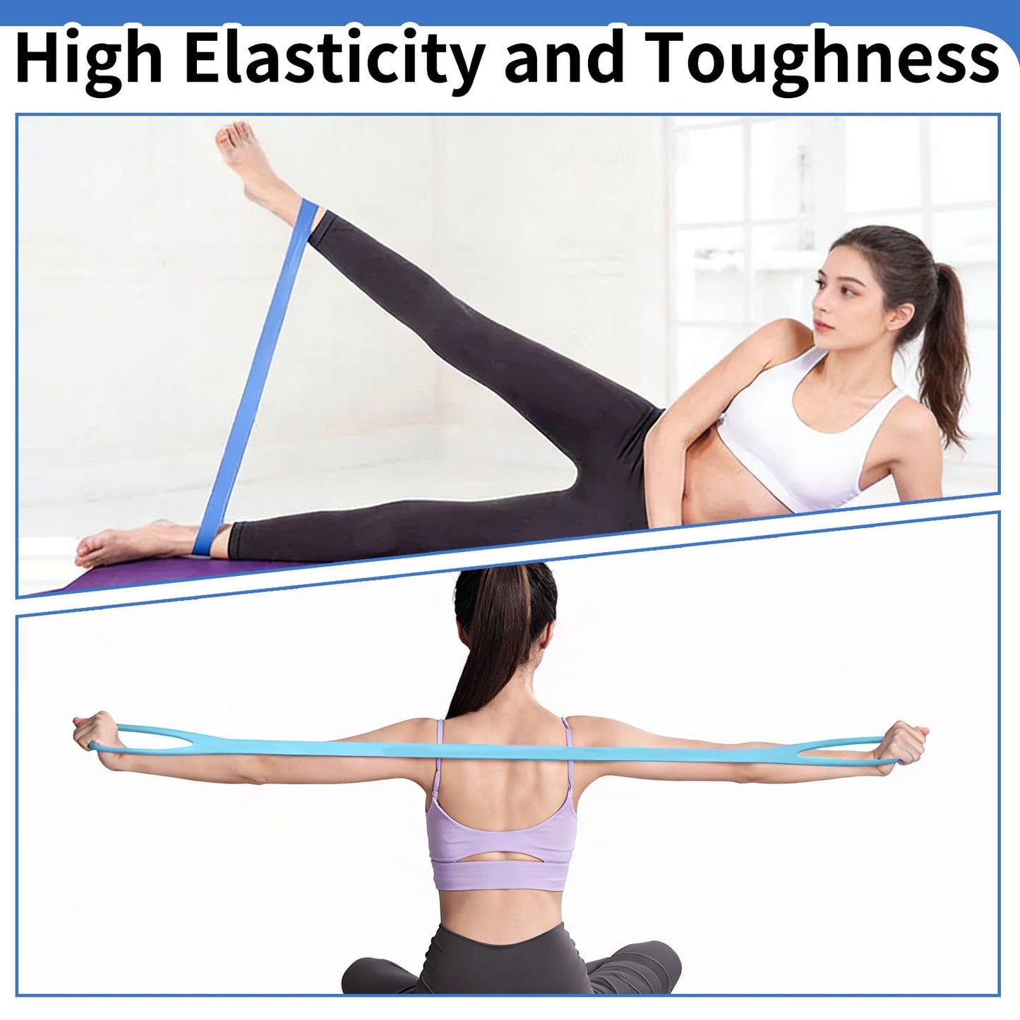 Resistance Bands for Working Out, 5 Pack Resistance Bands & 1 Pcs Elastic Pilates Flexband for Physical Therapy, Stretch Exercise Loop Bands for Yoga, Booty & Legs Strength Training