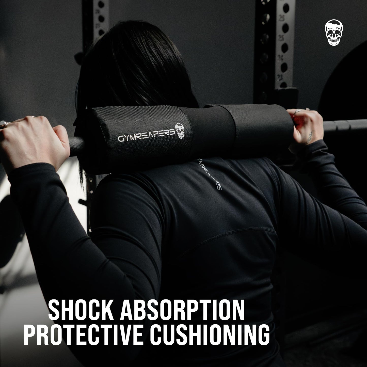 Gymreapers Barbell Squat Pad - Protective Bridge Pad for Hip Thrust, Squats, Lunges - Hip Support, Neck Protection for Bar (Black Covered)
