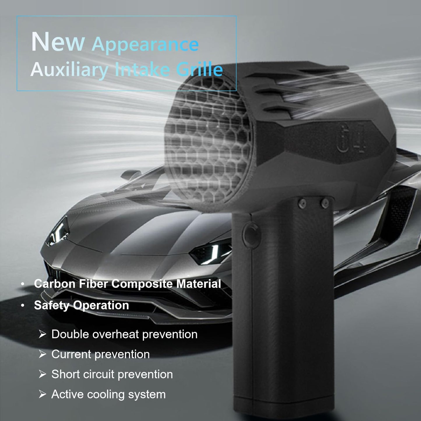 X64 Violent Turbo Fan, Mini Jet Turbo Fan, Car Violent Blower, 4000mAh 64mm Duct Fan Brushless Motor Air Blower, Instantaneous Thrust 1.4 Kg/s Wind Speed 66m/s Blower Dryer