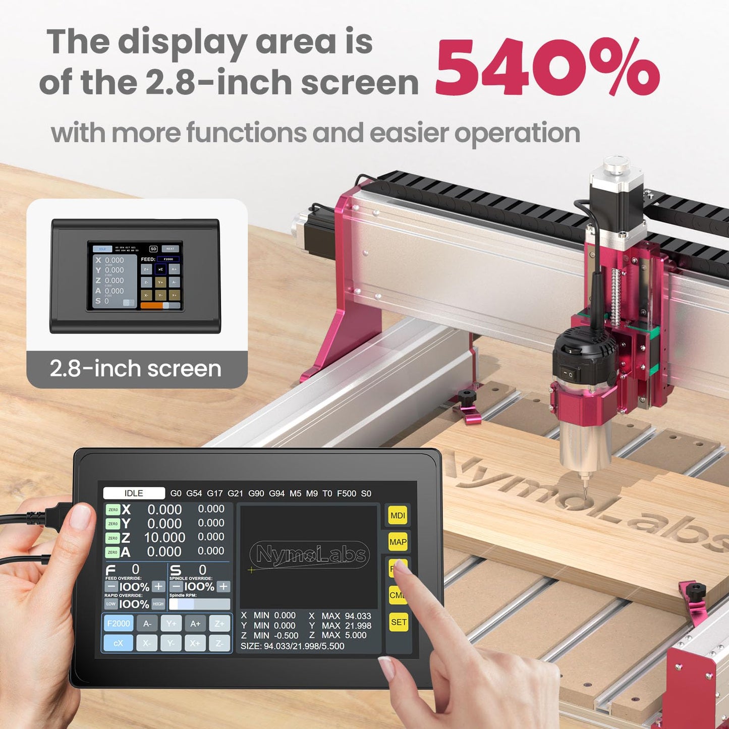 NymoLabs 4 AXIS USB CNC Offline Controller, Offline GRBL Control Module with 7inch IPS Touch Screen for grbl firmware CH340 chip 3018/3030/4030/4040/5040/6040/6050 CNC Router Machines