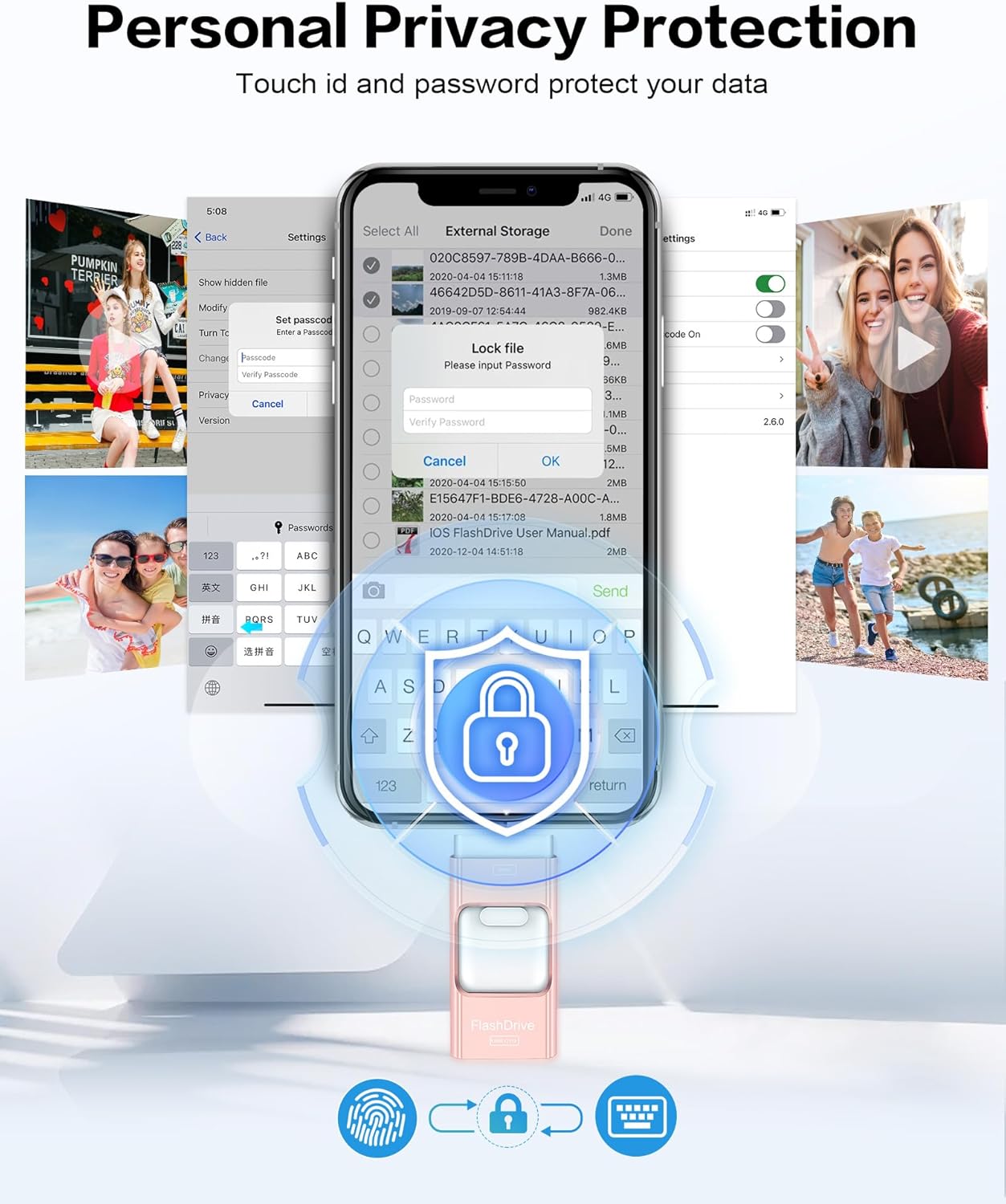 ZARMST 256GB, Flash Drive for iPhone Photo Stick Thumb Drive USB Stick High Speed Transfer USB Drives External Storage