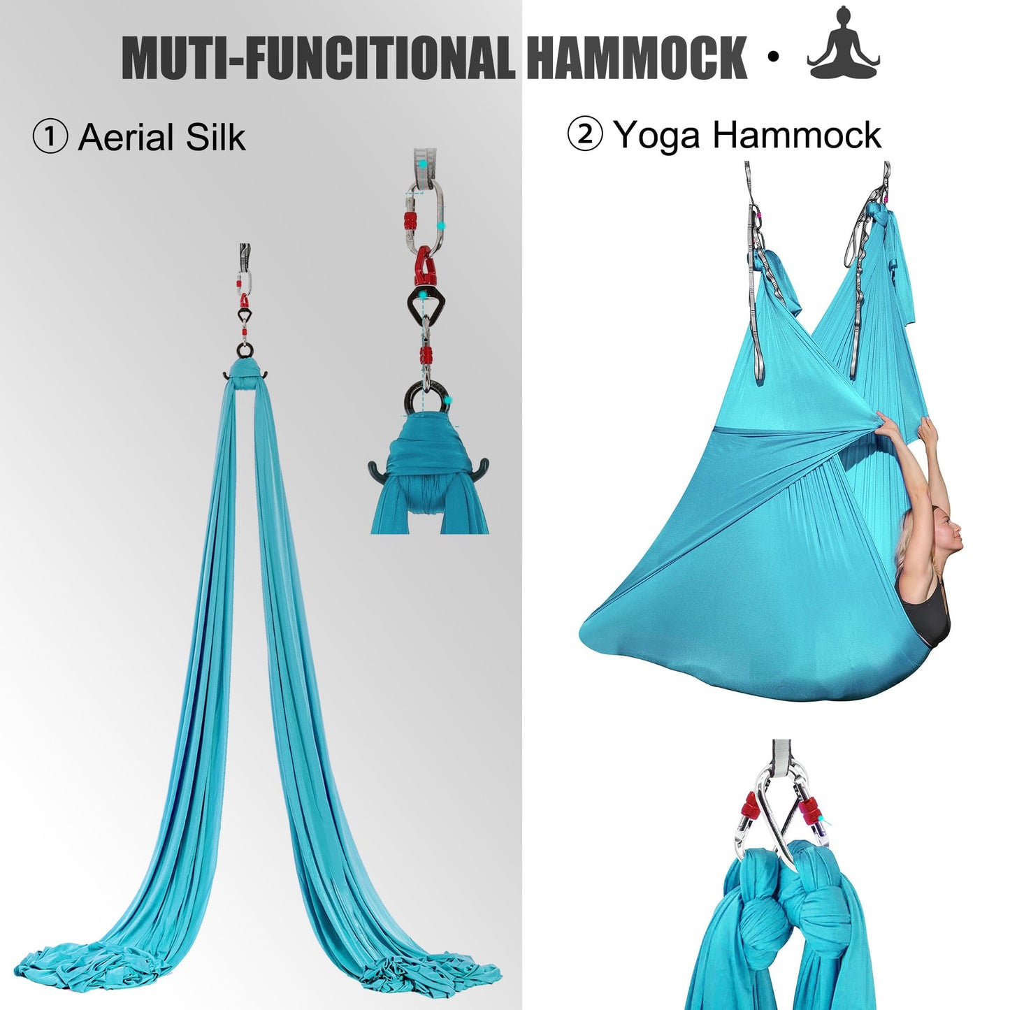 ZYOSJK Aerial Silks 11 Yards Aerial Silks For Home Aerial Yoga Swing Aerial Yoga Hammock Swing Aerial Silk For Gymnastics (SKY BLUE)