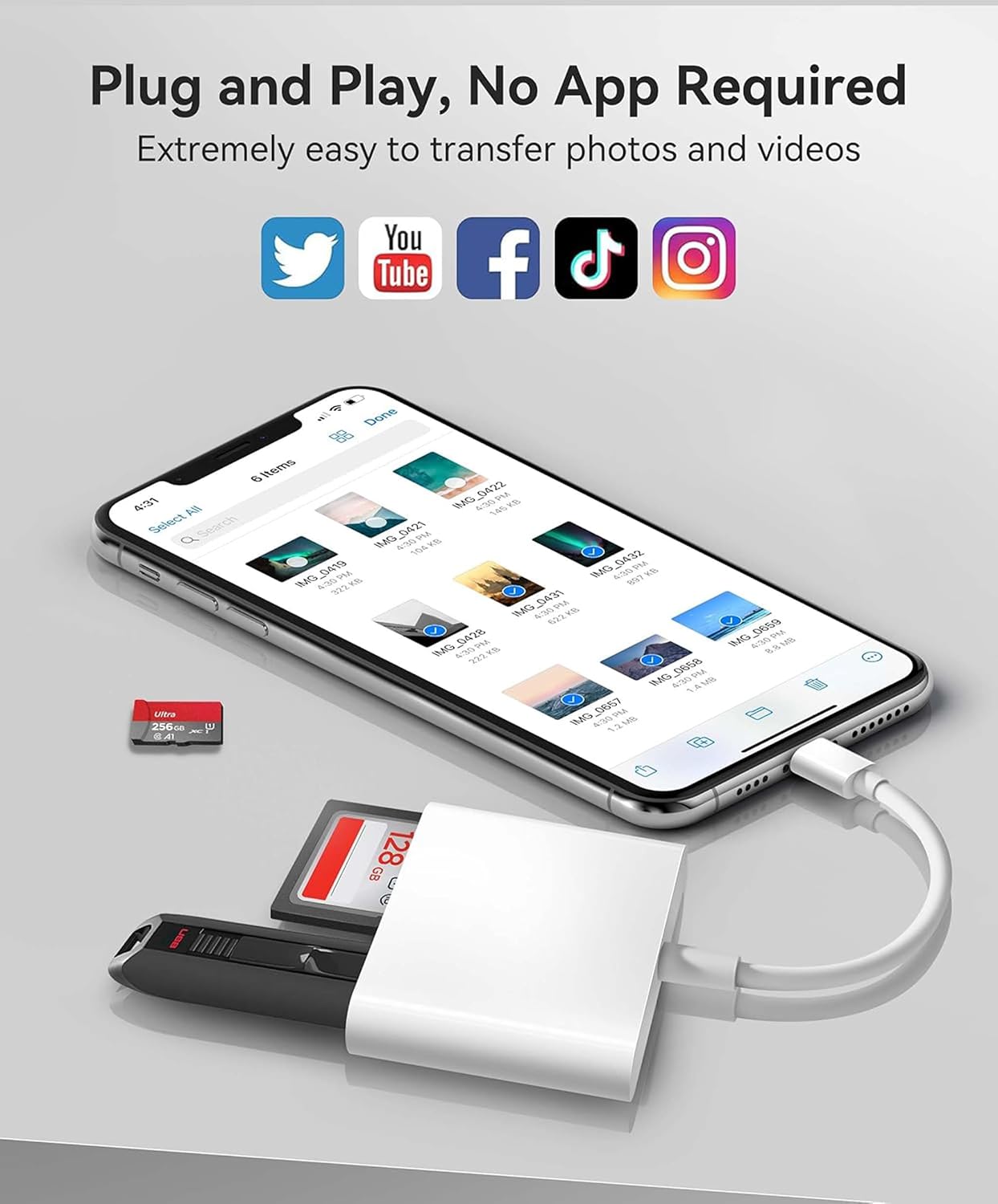 SAMZHE 14/13/12/11/XS/XR/X/8/iPad, Apple MFi Certified Lightning to SD Card Reader for iPhone iPad, sd Card Reader