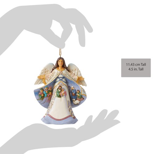 Enesco Jim Shore Heartwood Creek Angel with Cloak Nativity Scene Hanging Ornament, 4.53 Inch, Multicolor