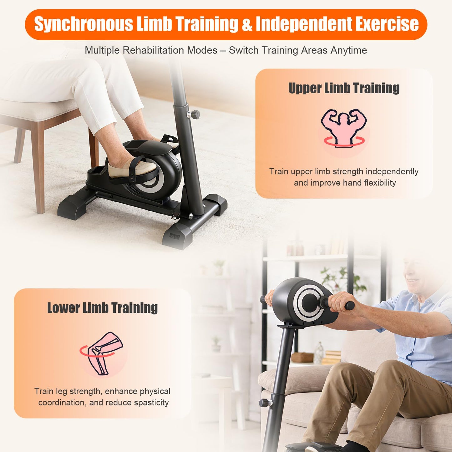 RECOVION Electric Rehabilitation Exercise Bike, arm and Leg Motorized Pedal Exerciser and Rehabilitation Trainer, Suitable for Knee, Foot, and arm Rehabilitation.