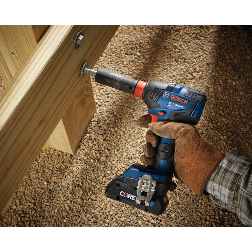 Bosch GXL18V-233B25 18V 2-Tool Combo Kit with 1/2 In. Hammer Drill/Driver, Two-In-One 1/4 In. and 1/2 In. Bit/Socket Impact Driver/Wrench and (2) CORE18V® 4 Ah Advanced Power Batteries